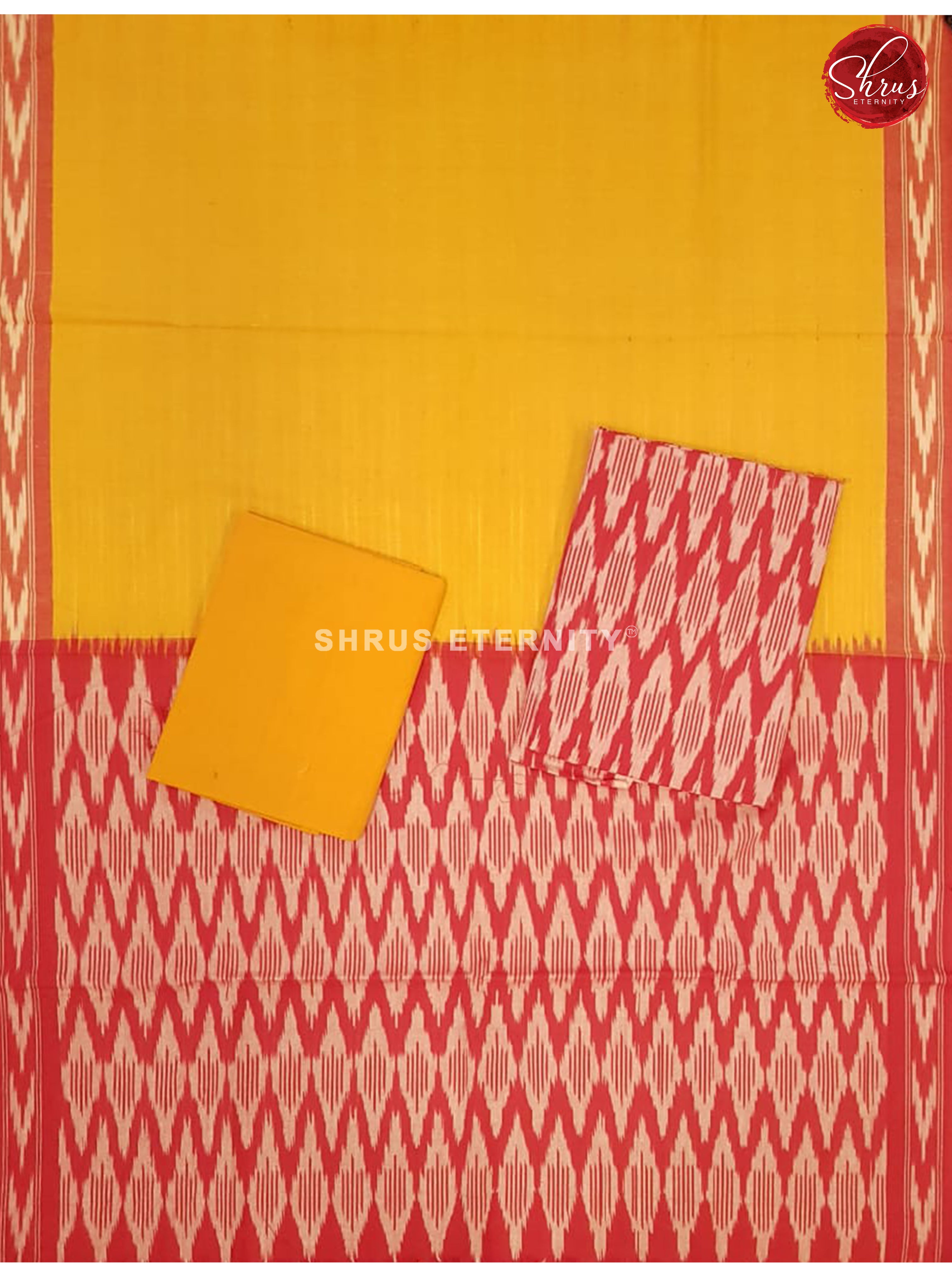 Red & Yellow - Ikkat Cotton Salwar - Shop on ShrusEternity.com