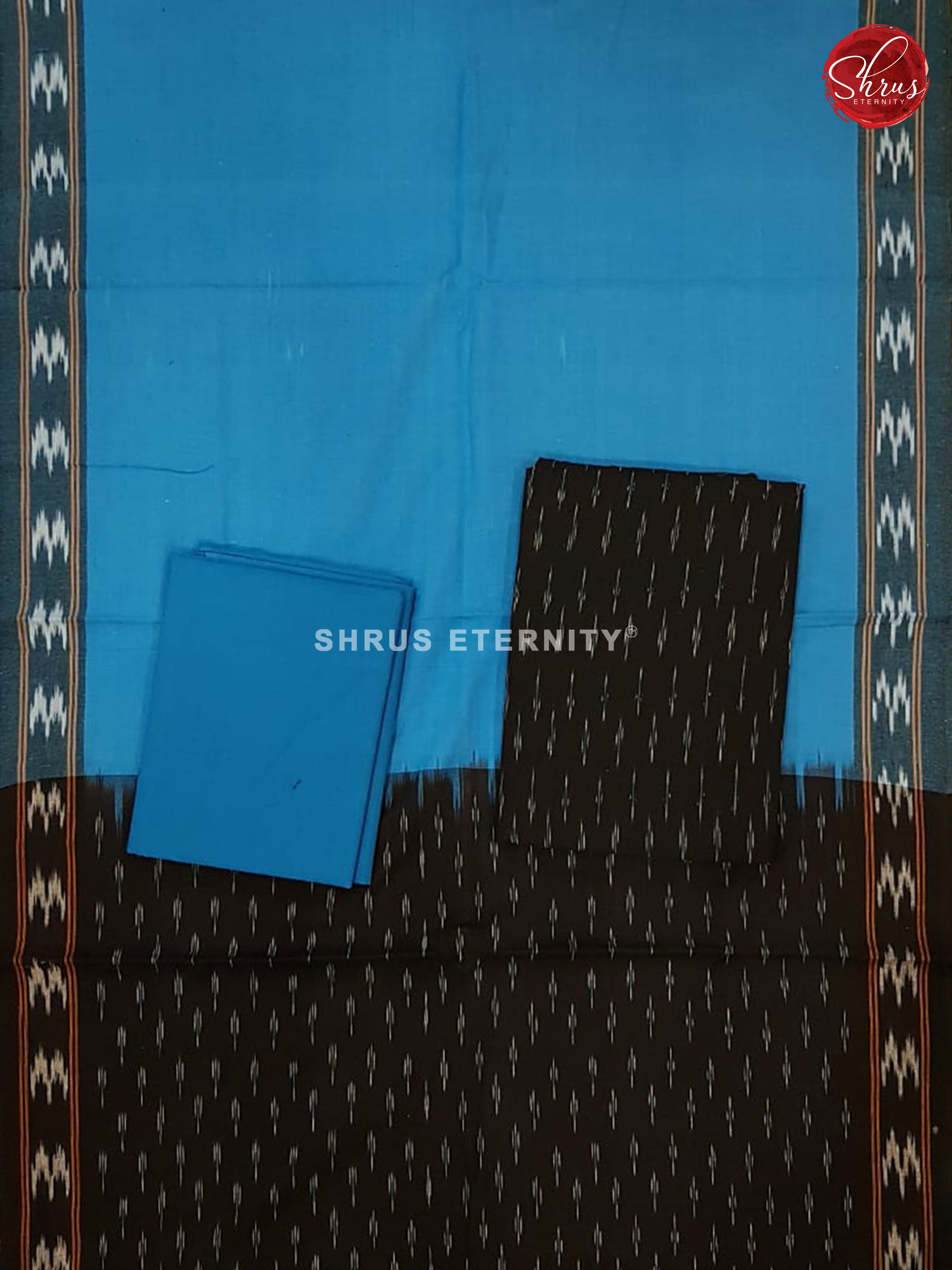 Black & Sky Blue - Ikkat Cotton Salwar - Shop on ShrusEternity.com