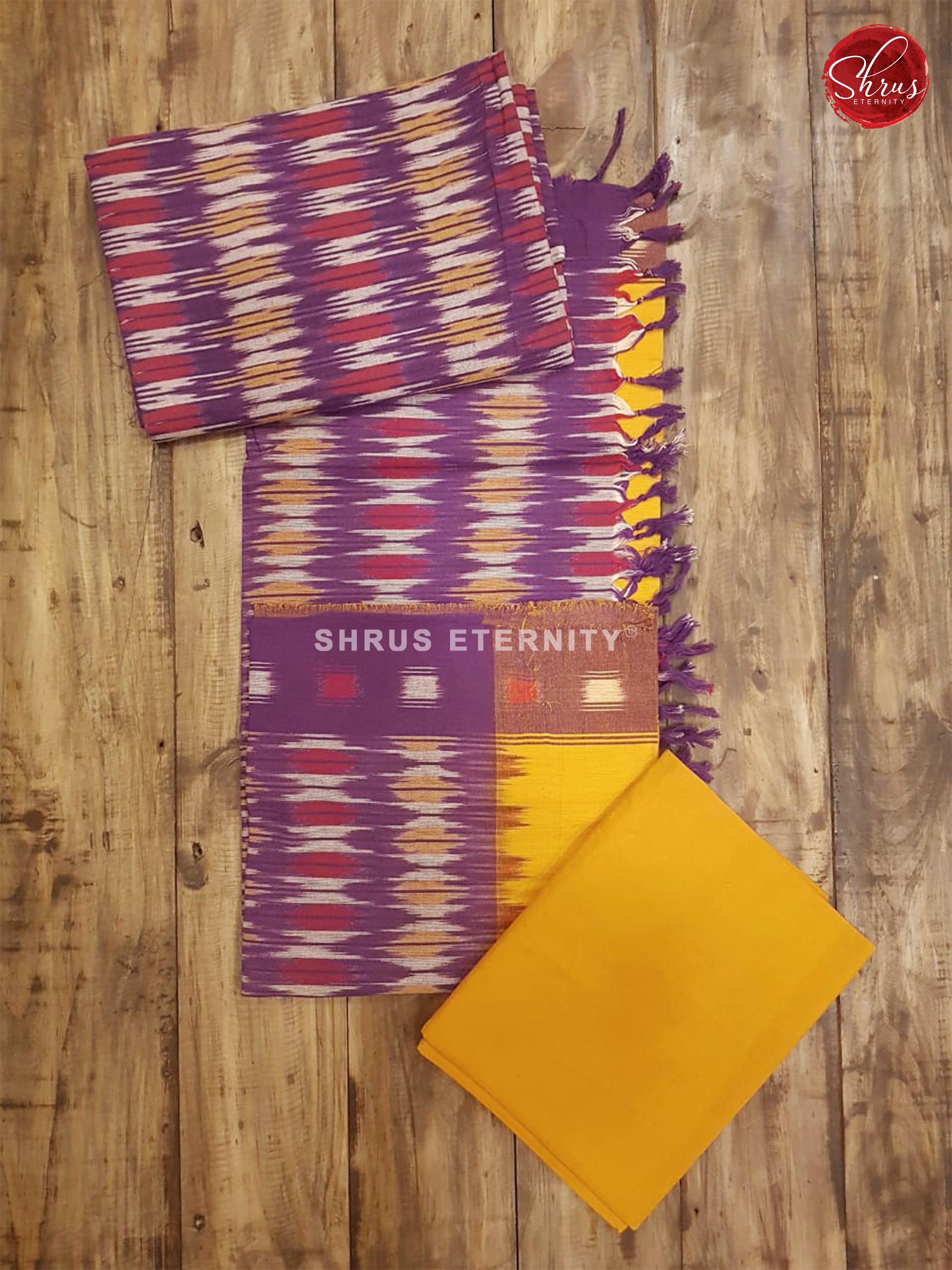 Violet & Yellow - Ikkat Cotton Salwar - Shop on ShrusEternity.com