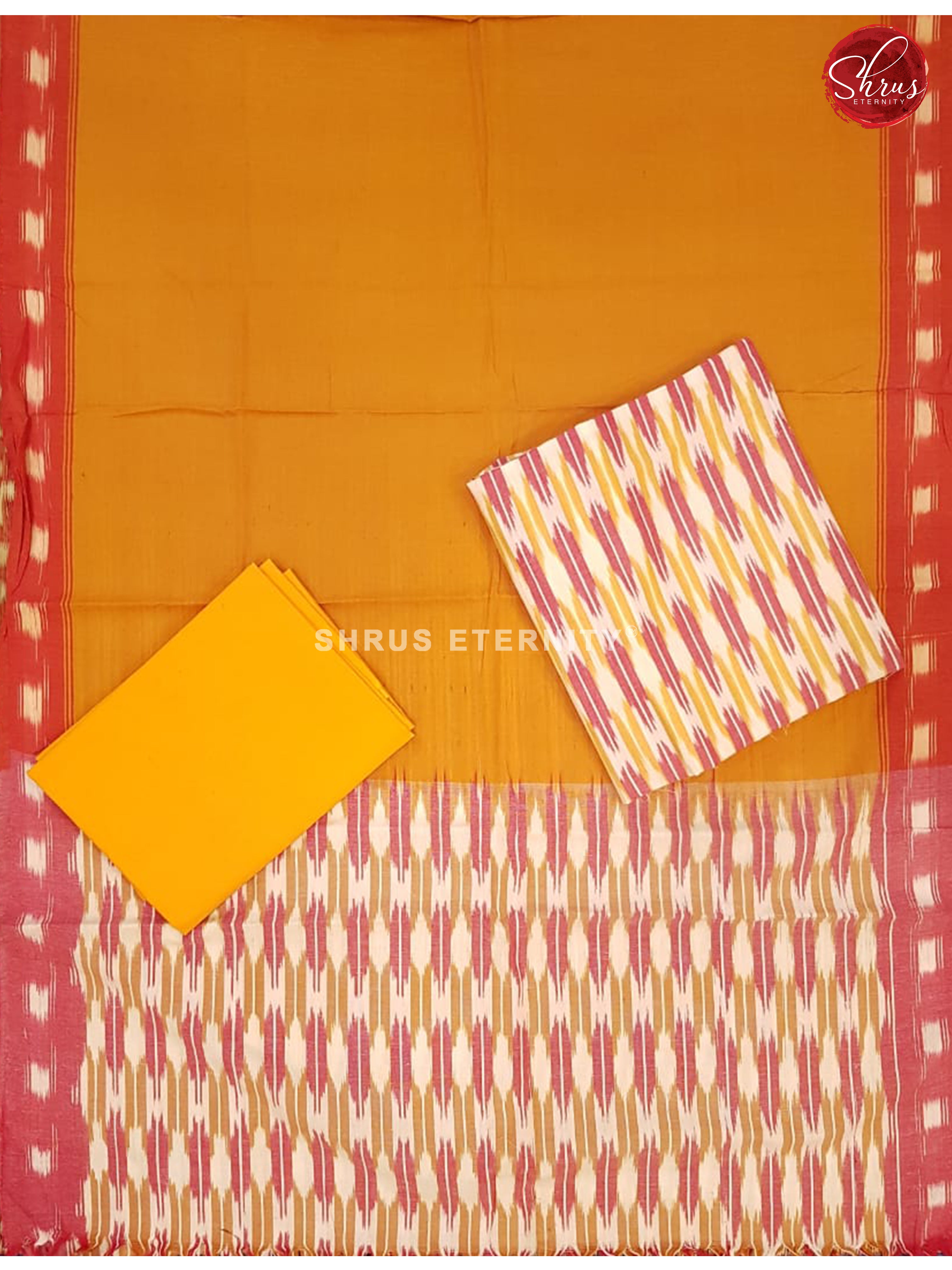 Cream & Yellow - Ikkat Cotton Salwar - Shop on ShrusEternity.com