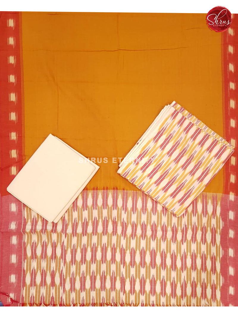 Cream & Mustard Yellow - Ikkat Cotton Salwar - Shop on ShrusEternity.com