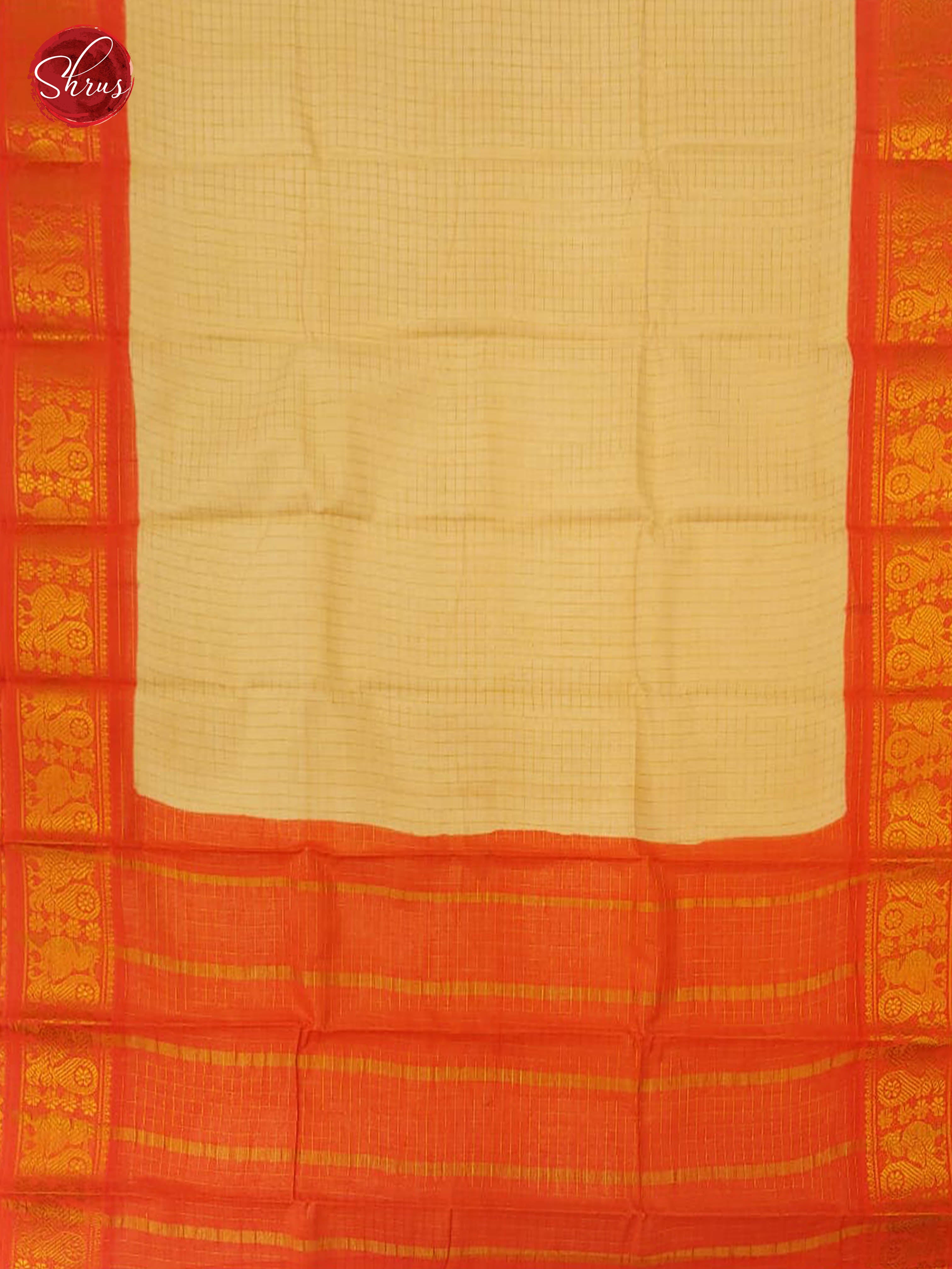 Cream & Orange - Sungudi Cotton - Shop on ShrusEternity.com