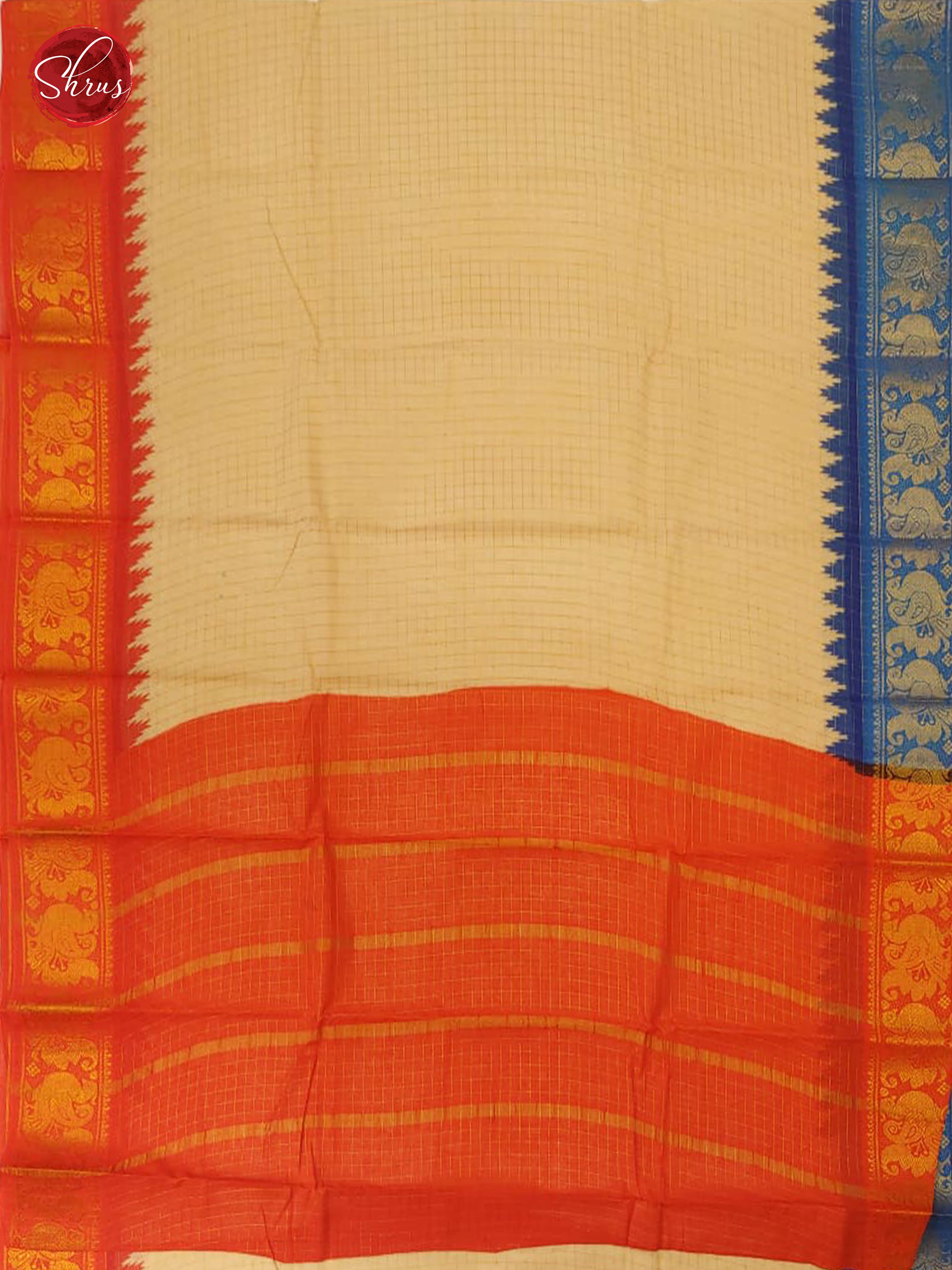 Cream & Orange - Sungudi Cotton - Shop on ShrusEternity.com