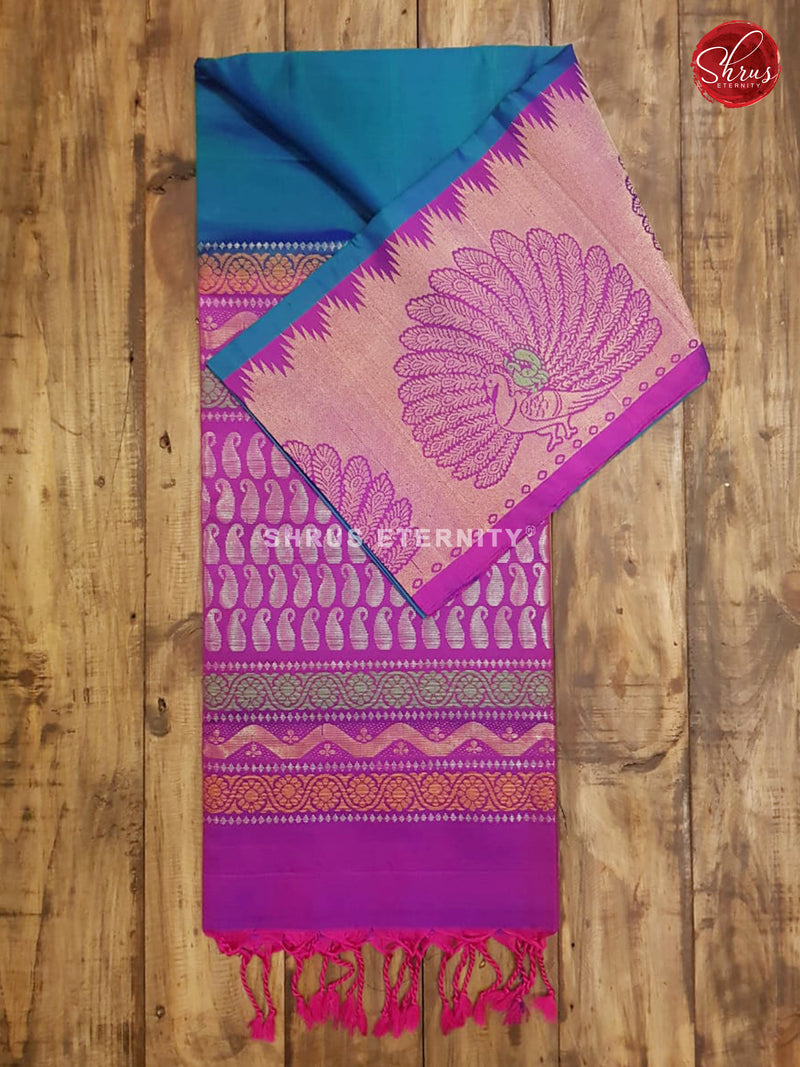 Peacock Blue & Pink  - Soft Silk - Shop on ShrusEternity.com
