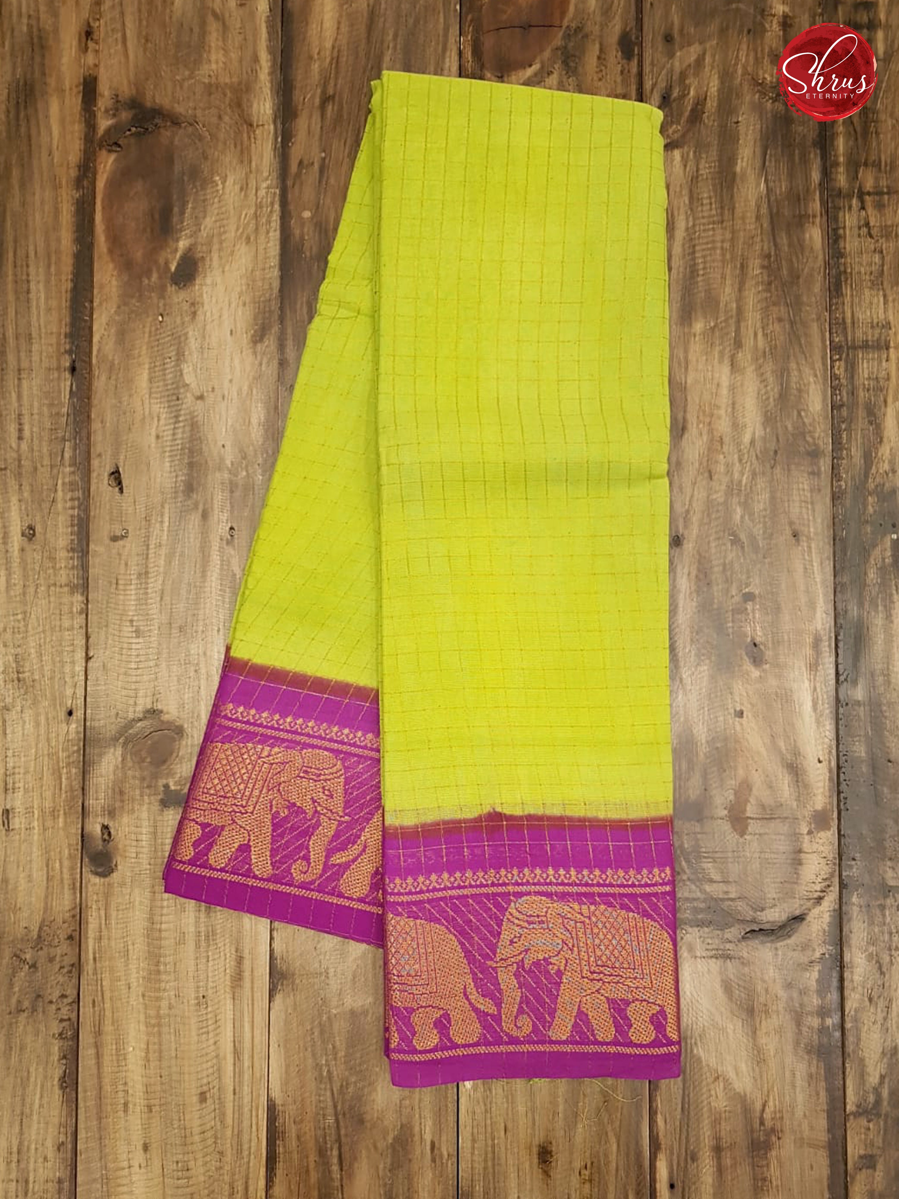 Parrot Green & Majenta Pink - Sungudi Cotton - Shop on ShrusEternity.com