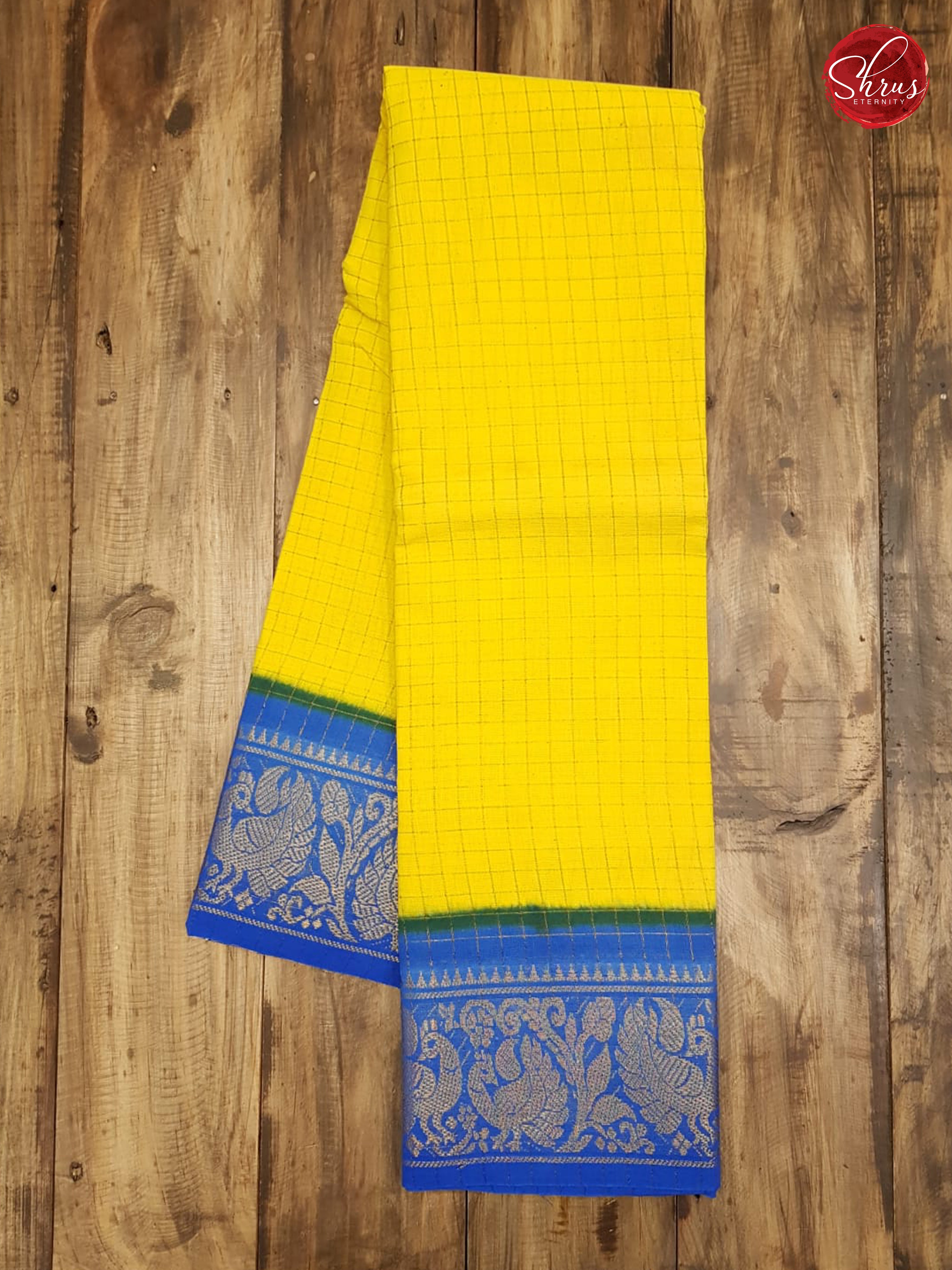 Yellow & Blue - Sungudi Cotton - Shop on ShrusEternity.com