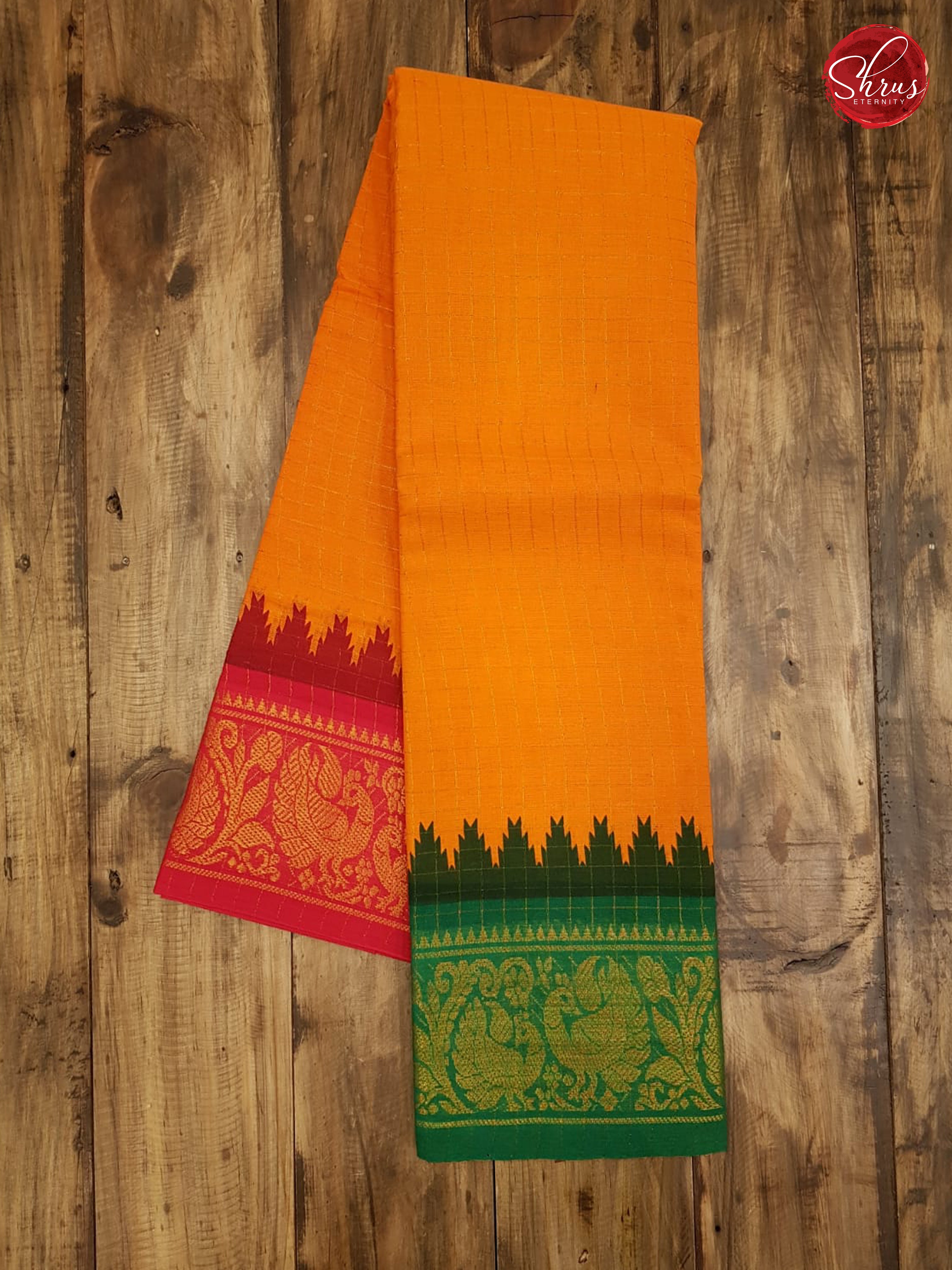 Orange & Green - Sungudi Cotton - Shop on ShrusEternity.com