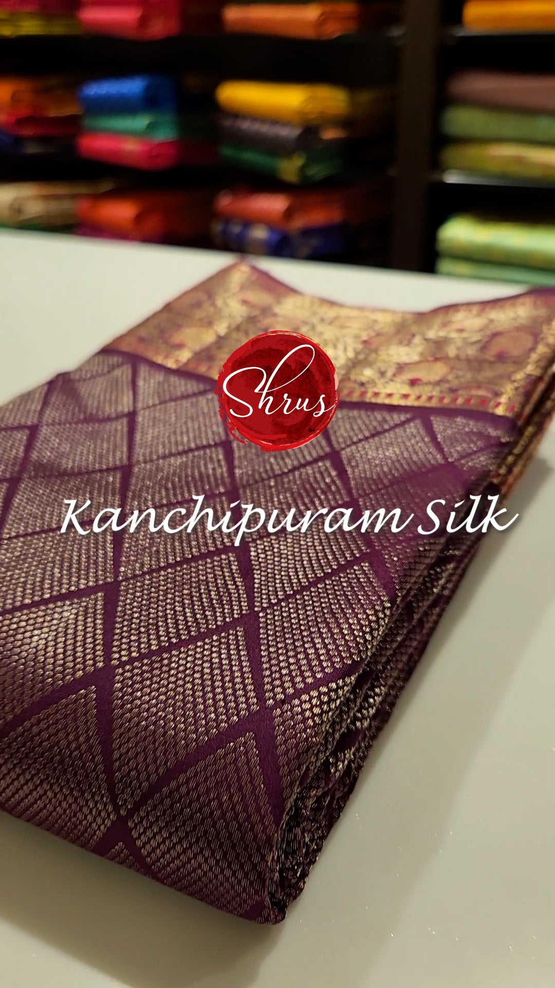 Wine(Single Tone)- Kanchipuram Silk with zari brocade on the body & Zari Border - Shop on ShrusEternity.com