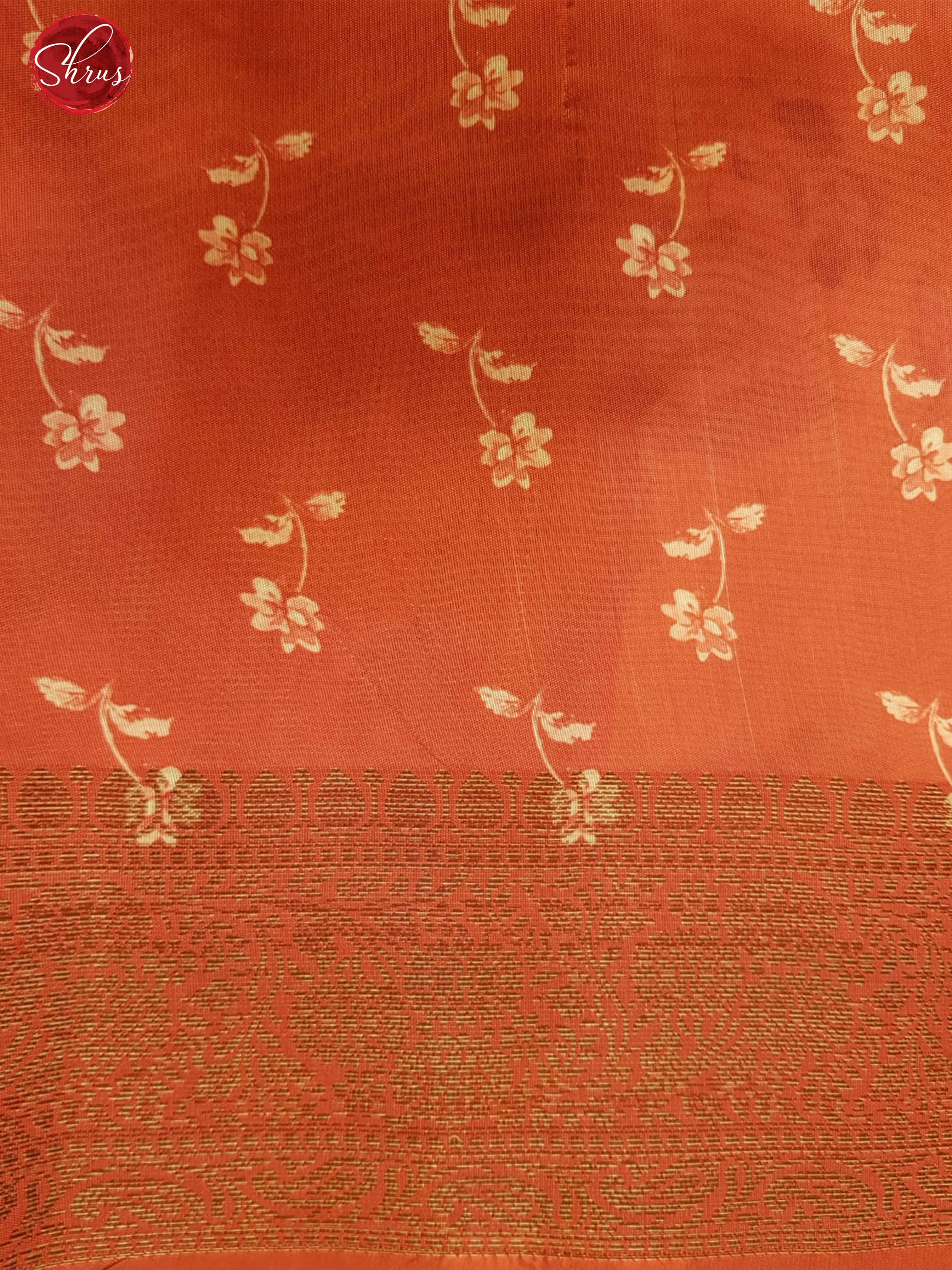 Cream and Reddish pink - Semi Chanderi with floral print on the body & Zari Border - Shop on ShrusEternity.com