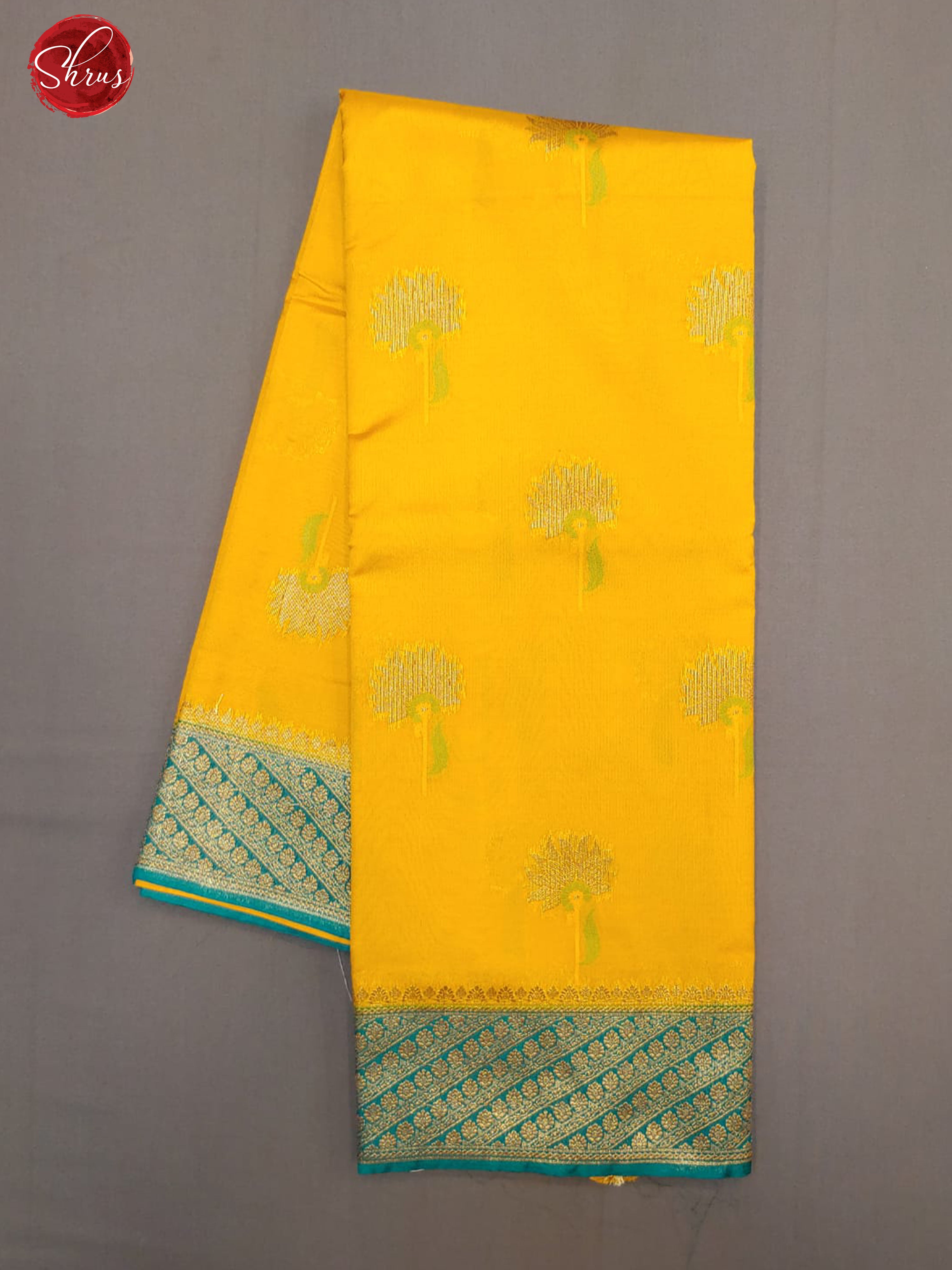 Mustard & Green - Chiniya Silk Cotton with Zari woven floral motifs on the Body & Zari Border - Shop on ShrusEternity.com