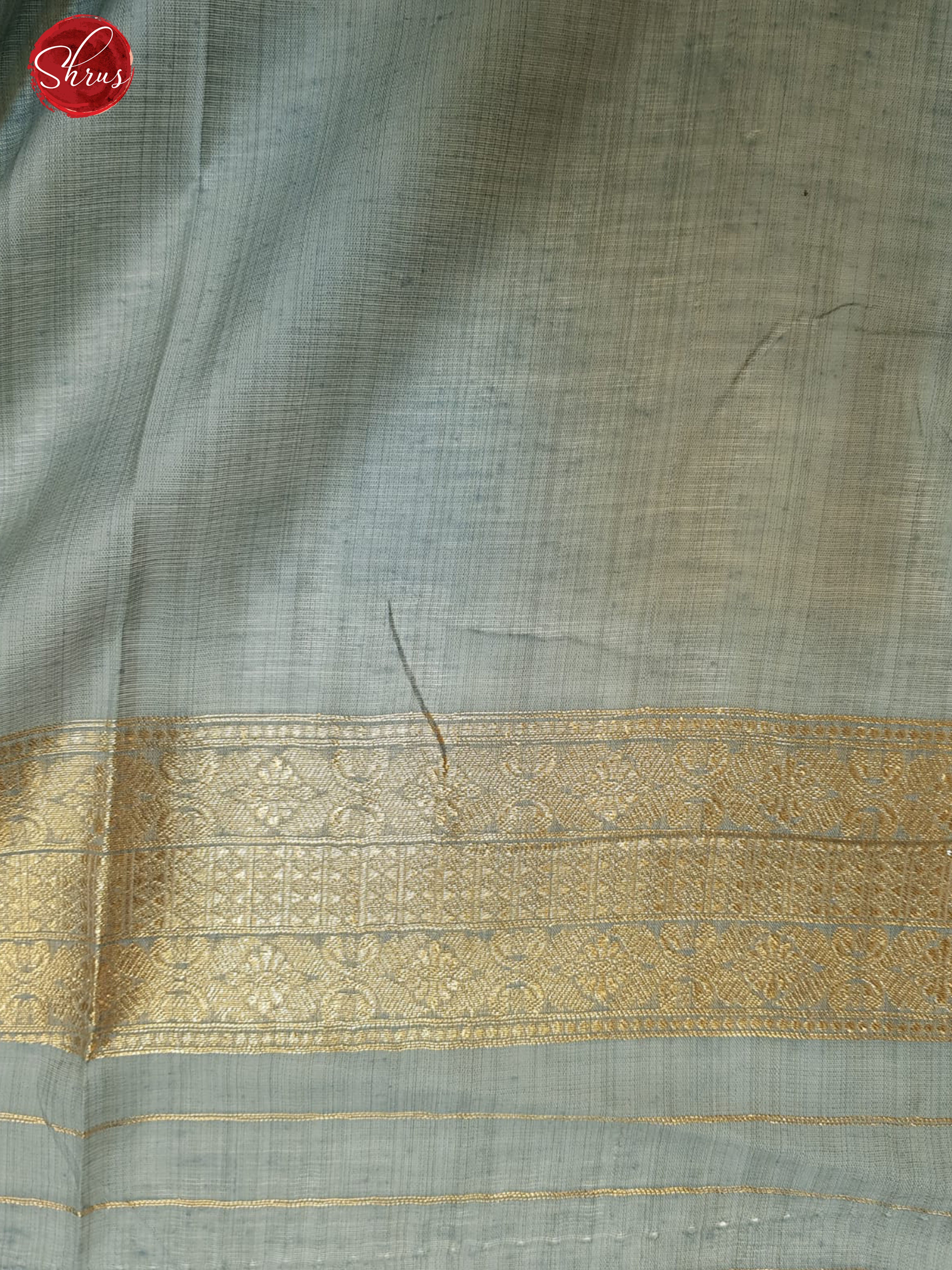 Grey(Single tone)- Semi Banarasi with gold , silver zari buttas on the body & Zari Border - Shop on ShrusEternity.com