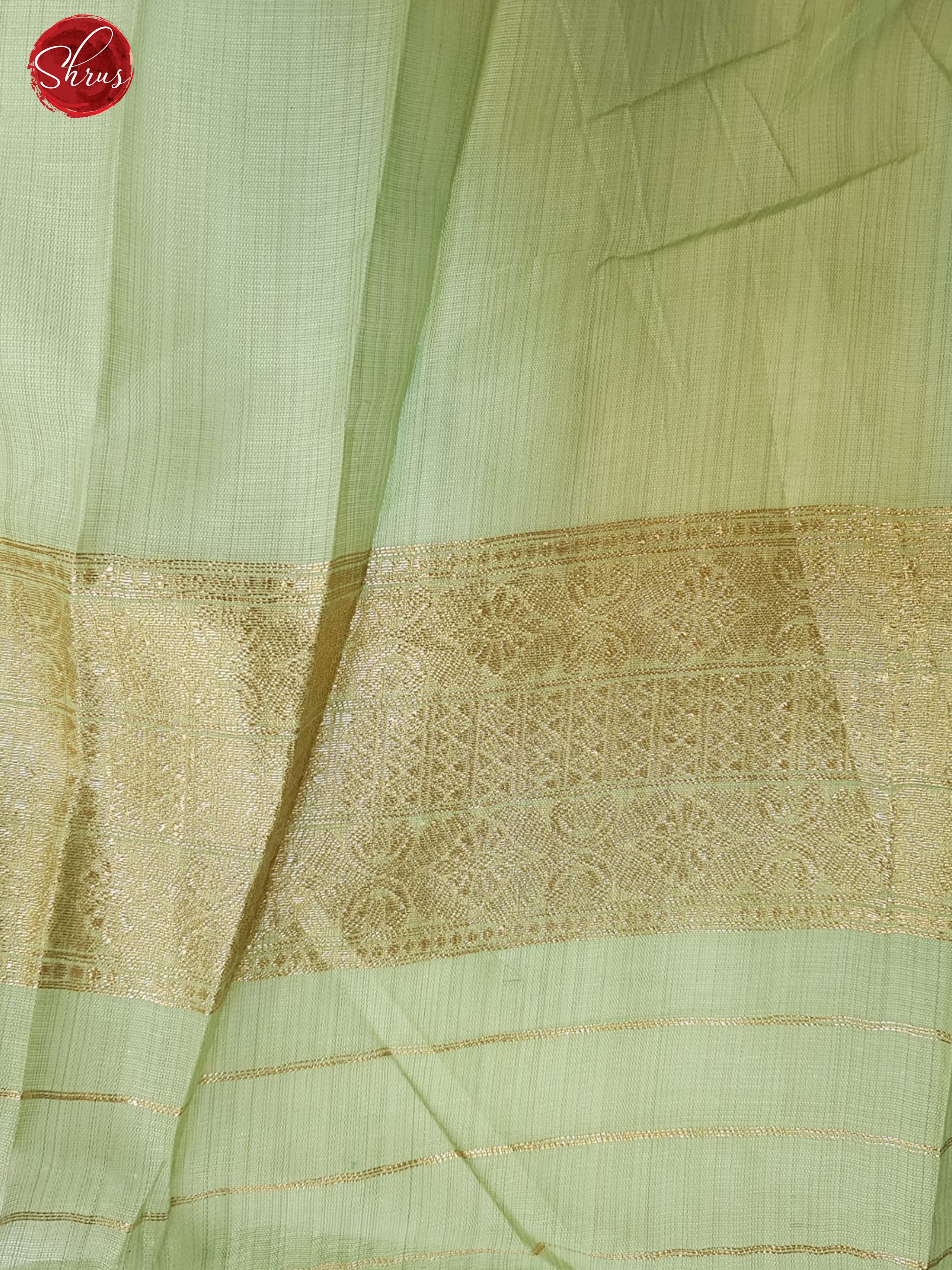 Green (Single Tone)- Semi Banarasi with gold , silver zari buttas on the body & Zari Border - Shop on ShrusEternity.com