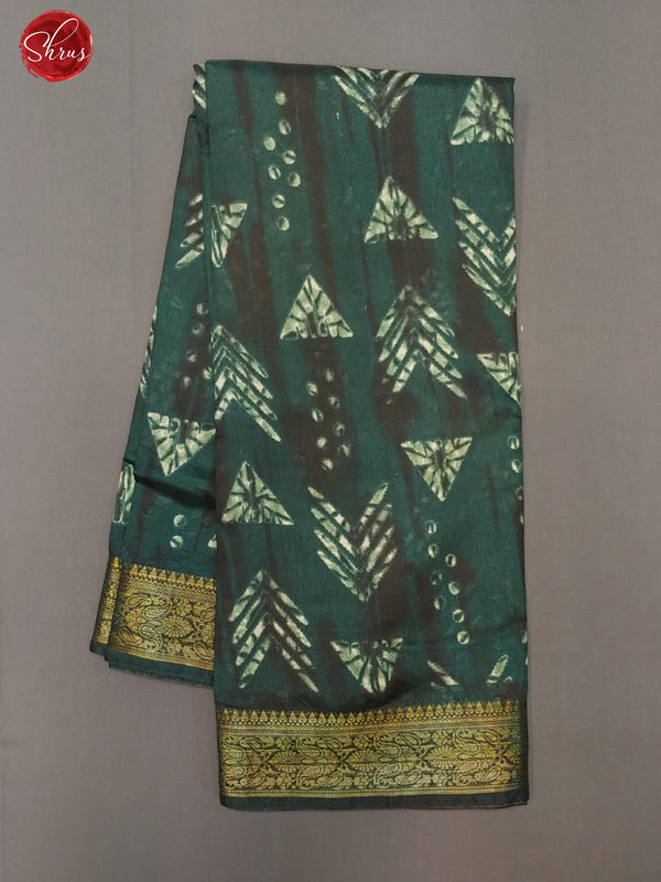 Green(Single Tone) - Art Murshidabad with floral print on the body & Zari Border - Shop on ShrusEternity.com