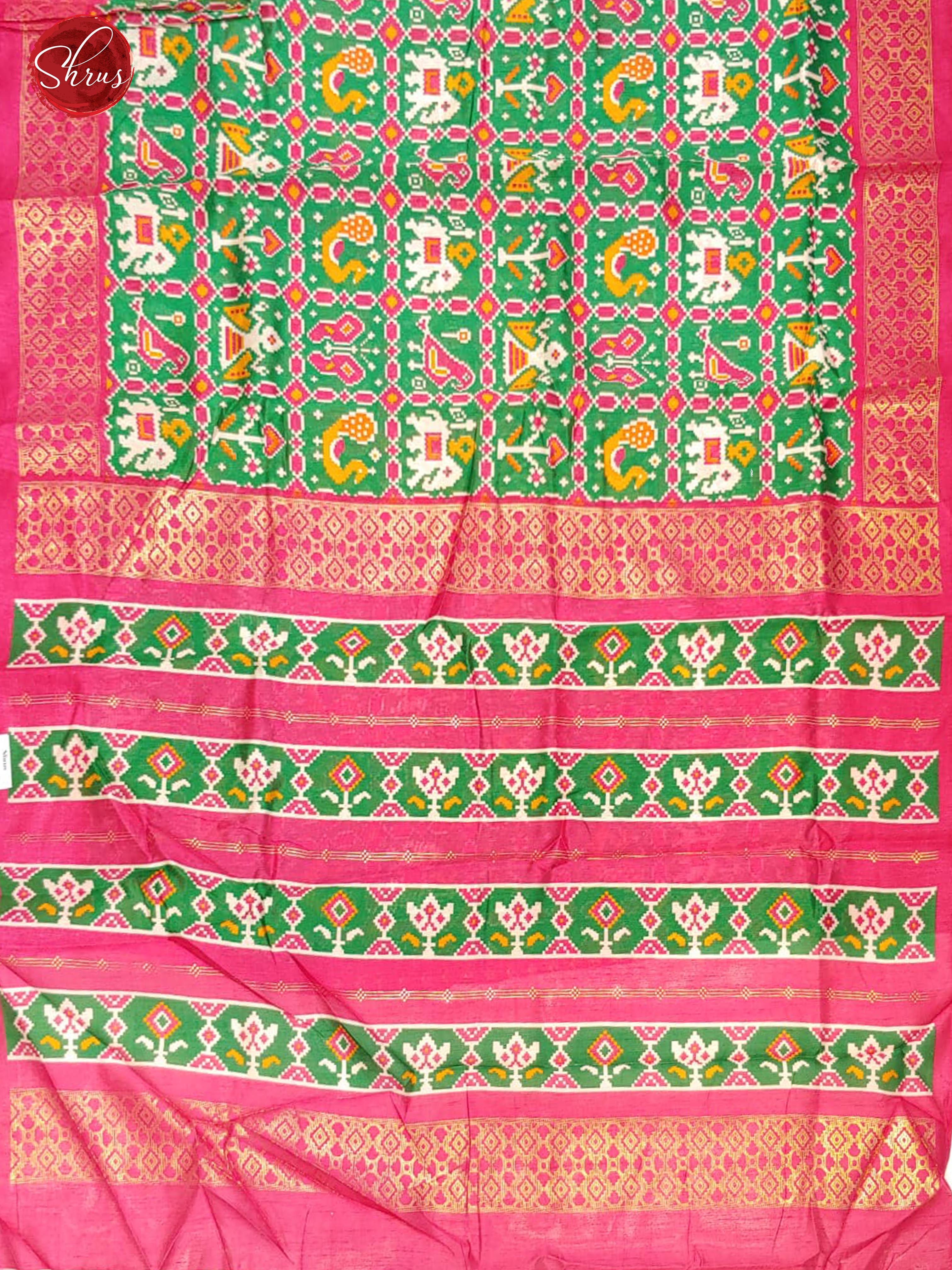 Green & Pink - Art Murshidabad with patola print on the body & Zari Border - Shop on ShrusEternity.com