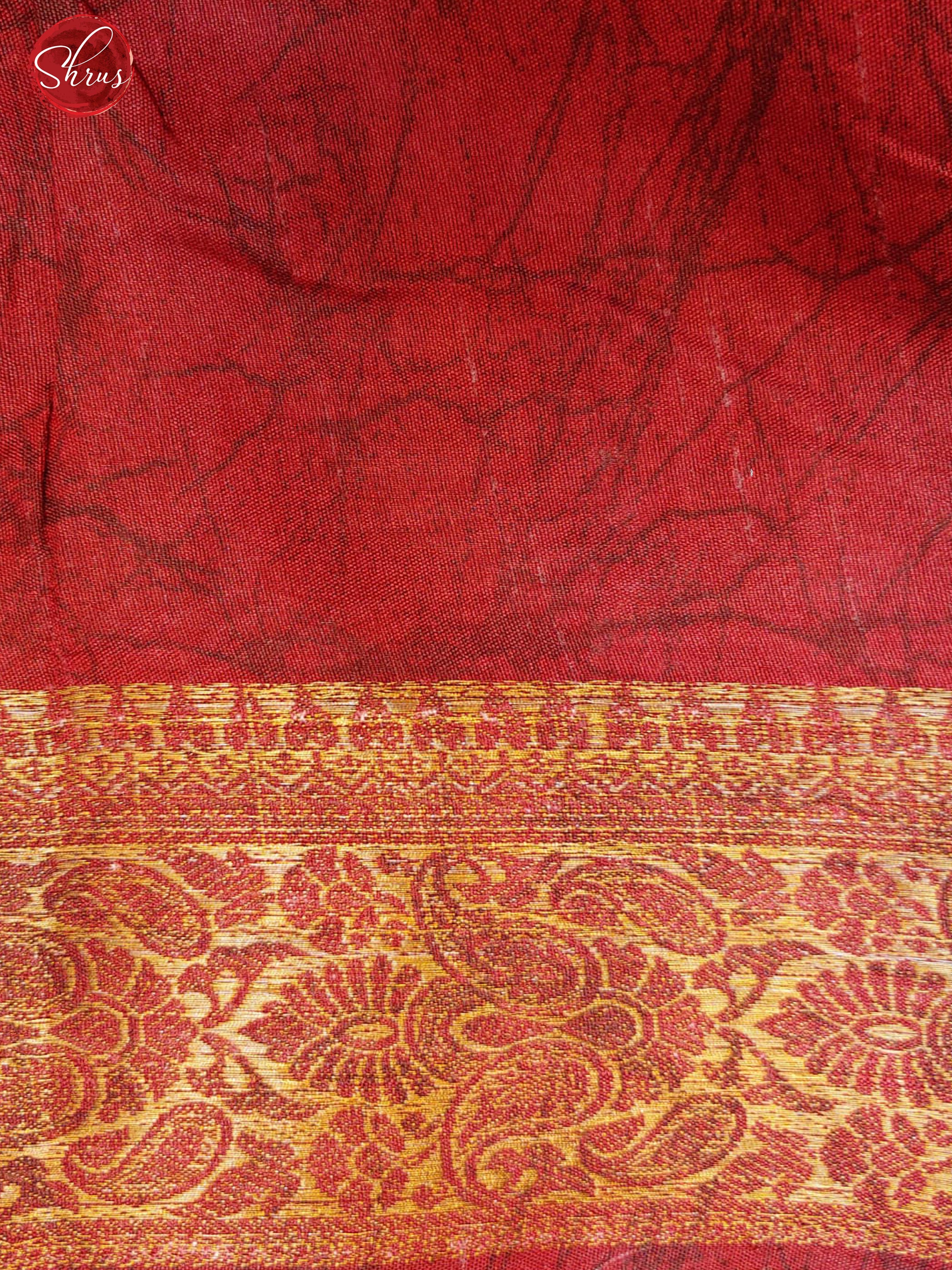 Red(Single Tone) - Art Murshidabad with floral print on the body & Zari Border - Shop on ShrusEternity.com