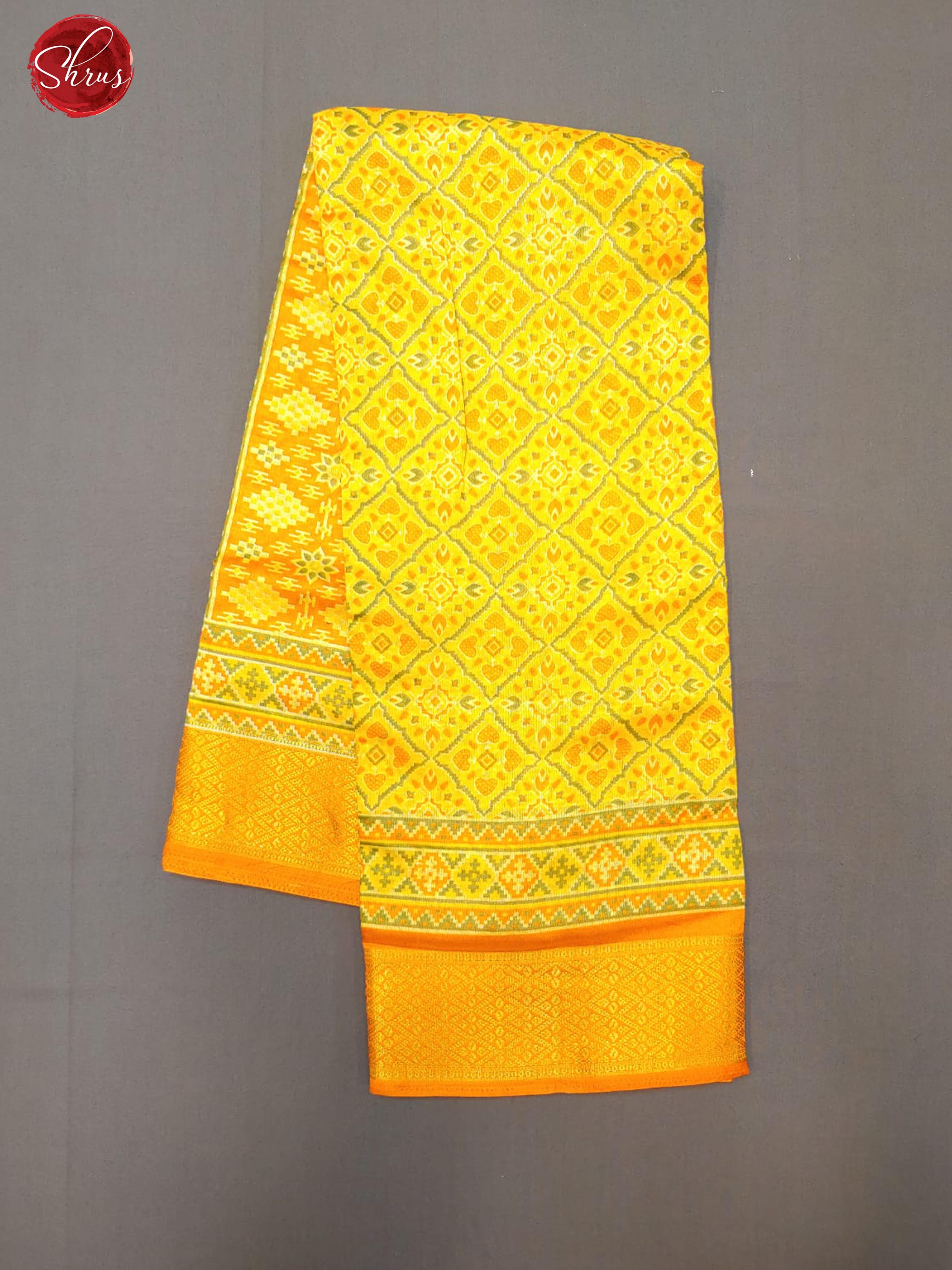 Yellow(Single Tone)- Art Murshidabad with patola floral print on the body & Zari Border - Shop on ShrusEternity.com