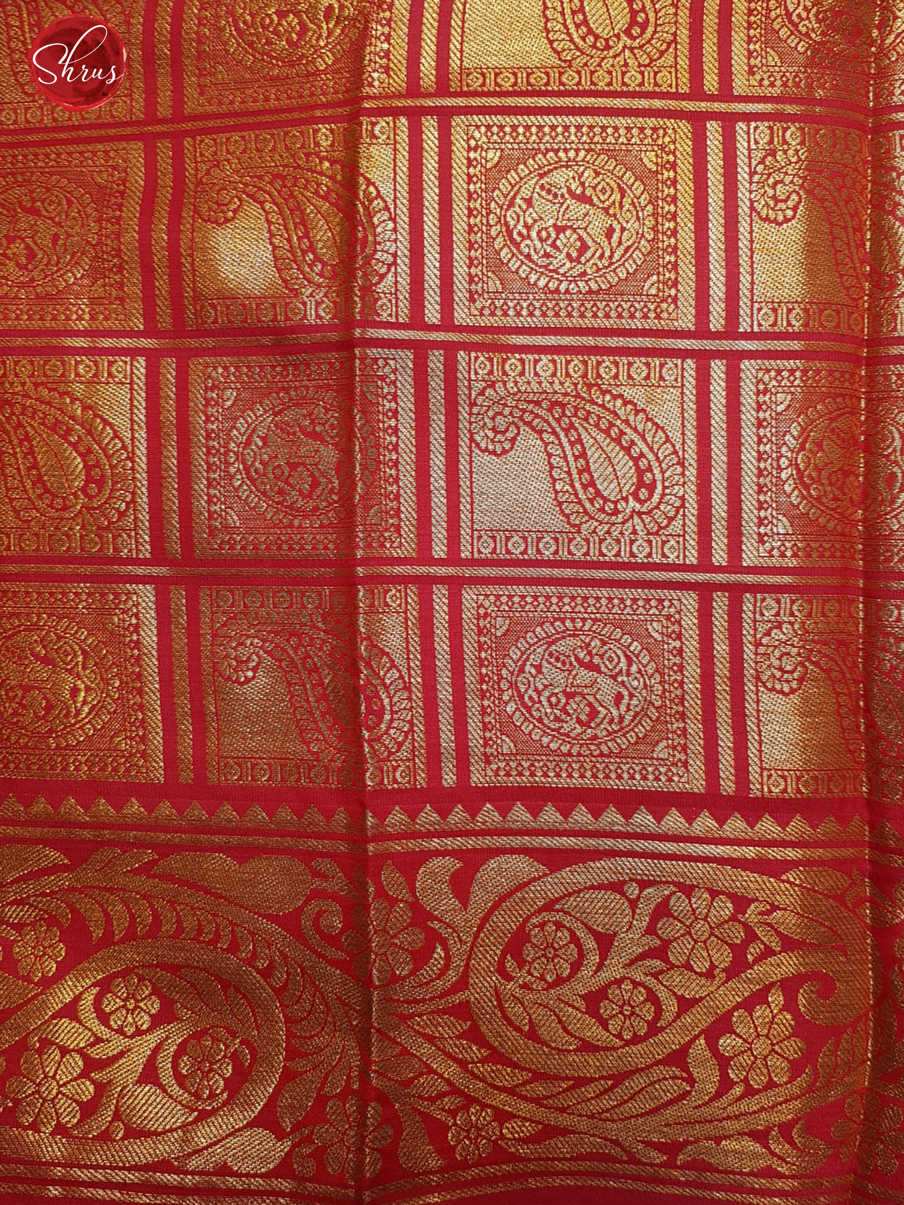 Multicolor & Red- Semi Kanchipuram Silk with zari brocade on the body& Zari Border - Shop on ShrusEternity.com