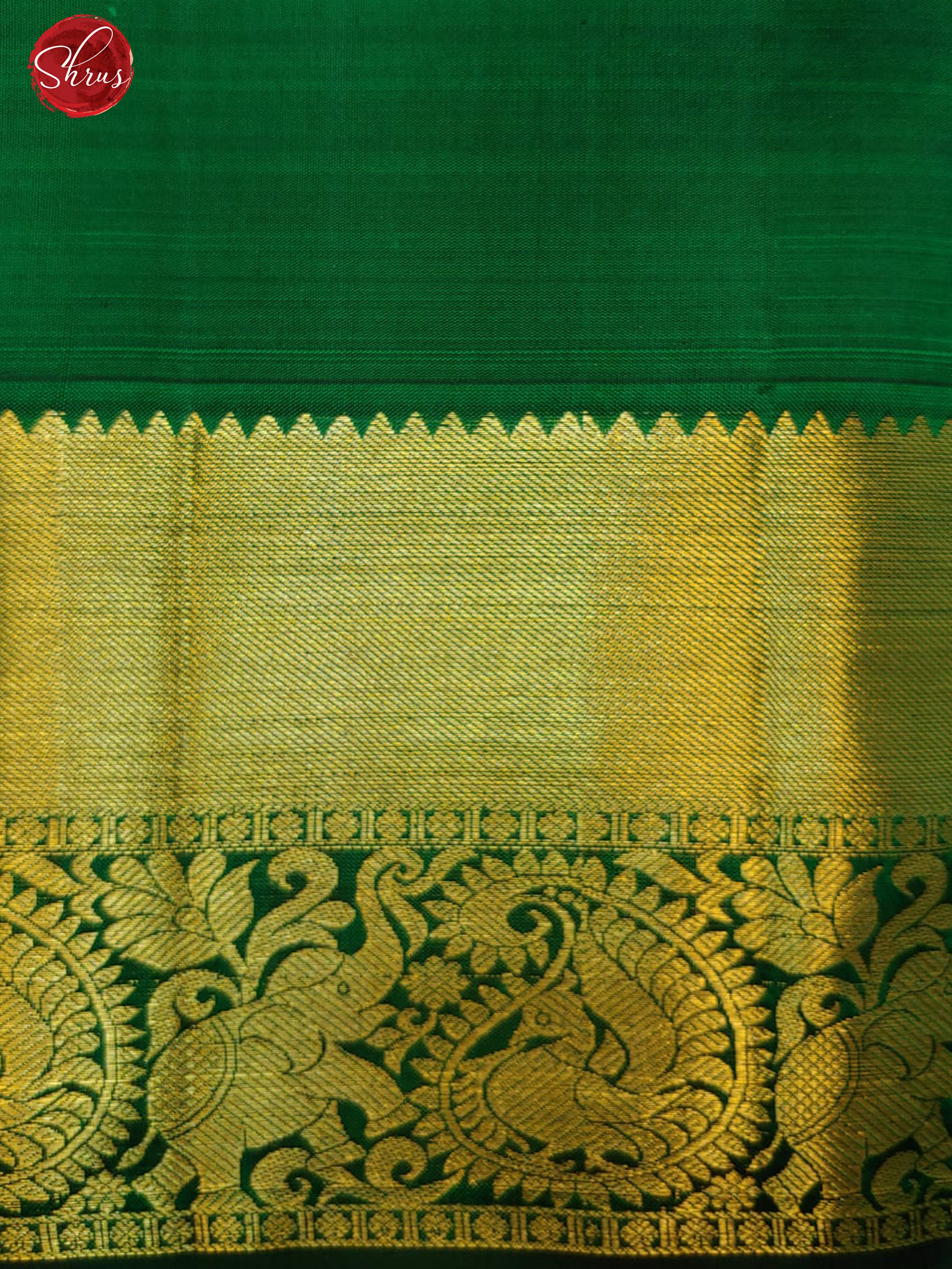 Green(Single tone)- Kanchipuram Silk with zari woven paisleys motifs on the body & Zari Border - Shop on ShrusEternity.com