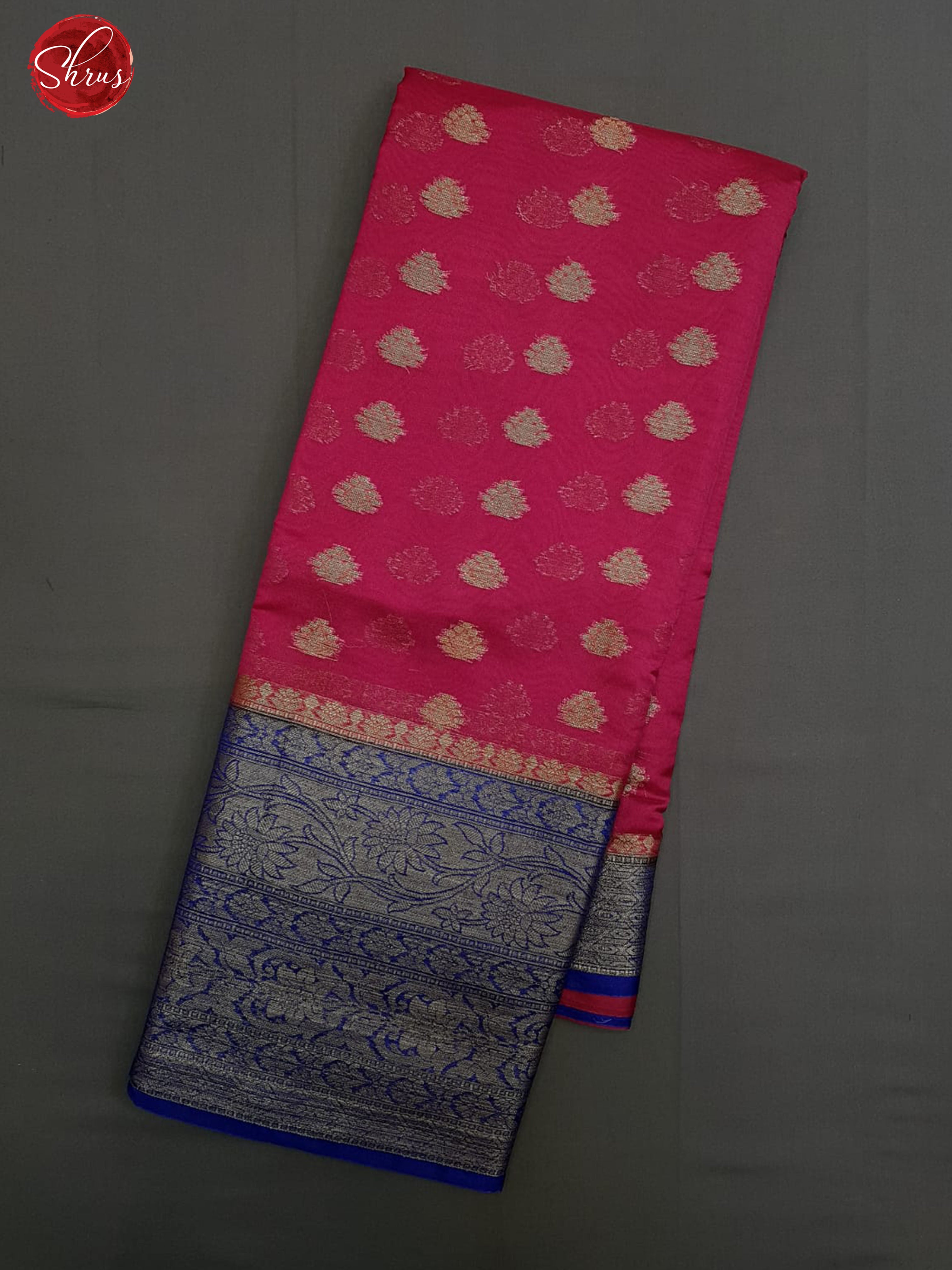 Pink & Blue - Semi Banarasi with zari woven floral  buttas on the body & Contrast Zari Border - Shop on ShrusEternity.com