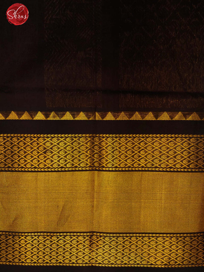 Parrot Green & Brown - Silk Cotton with floral print on the body & Contrast Zari border - Shop on ShrusEternity.com