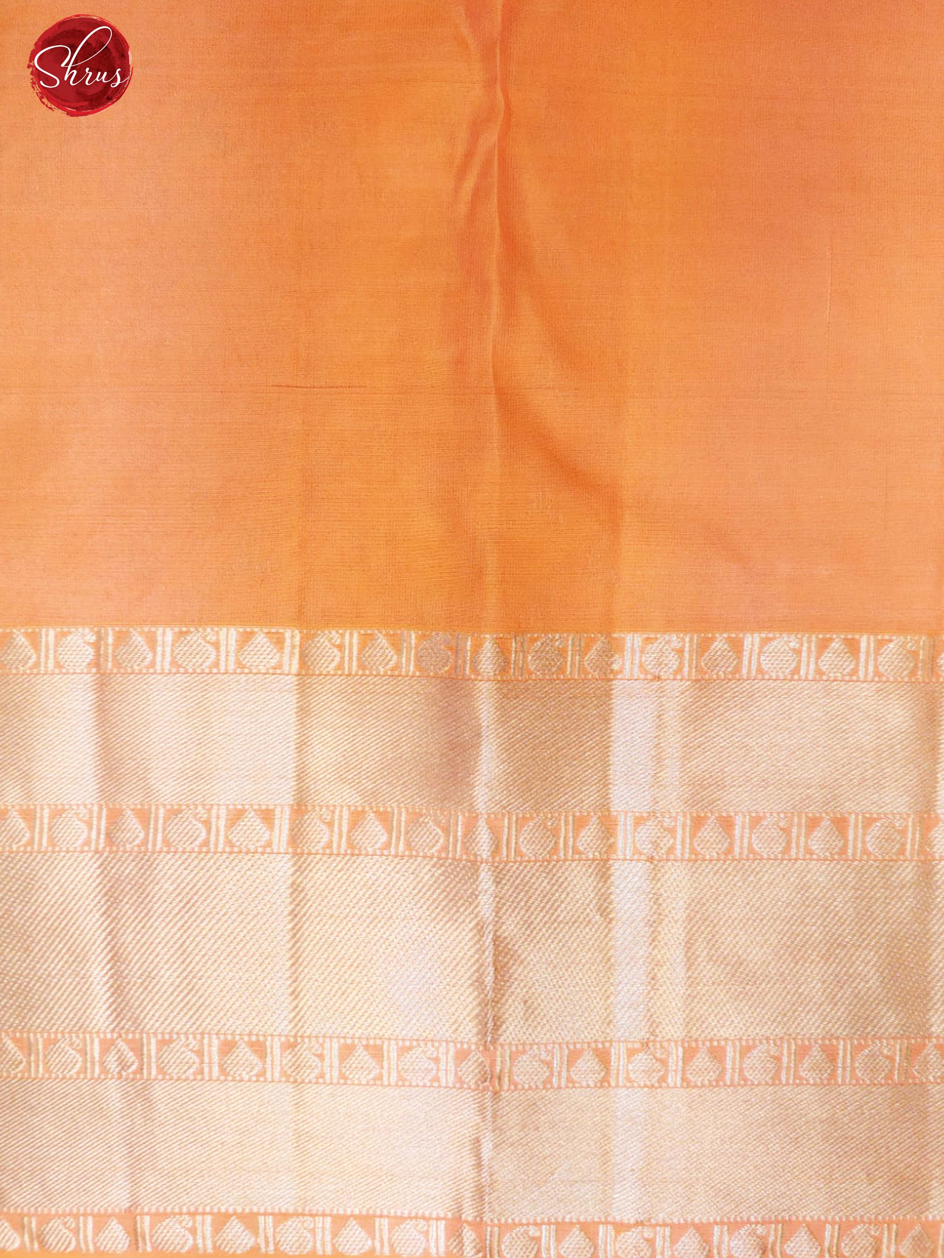 Dark lavender & Peach- Kanchipuram silk with zari woven buttas on the body and zari Border - Shop on ShrusEternity.com