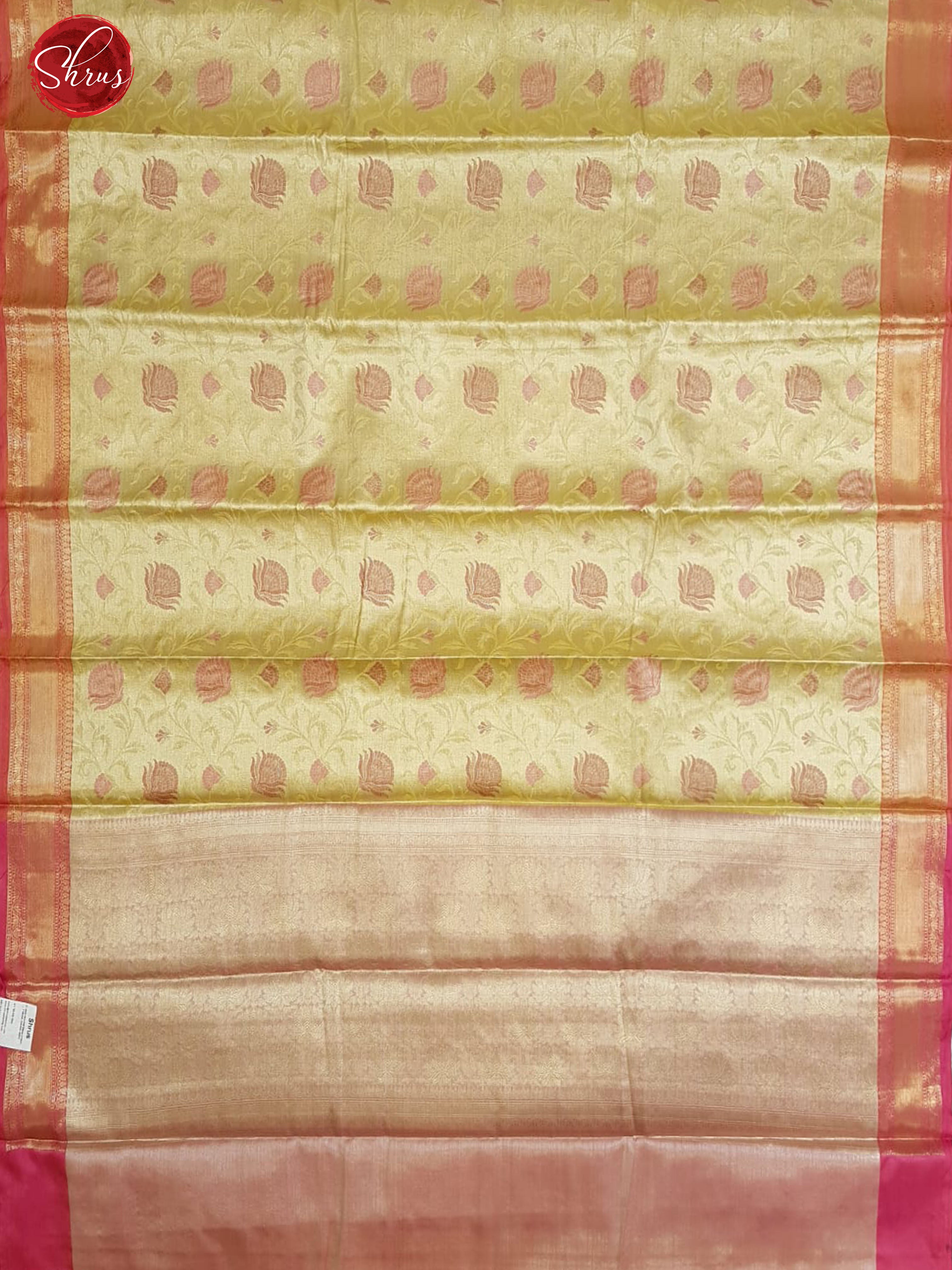 Gold & Pink - Kora Banarasi with zari woven floral brocade o nthe body& Zari Border - Shop on ShrusEternity.com