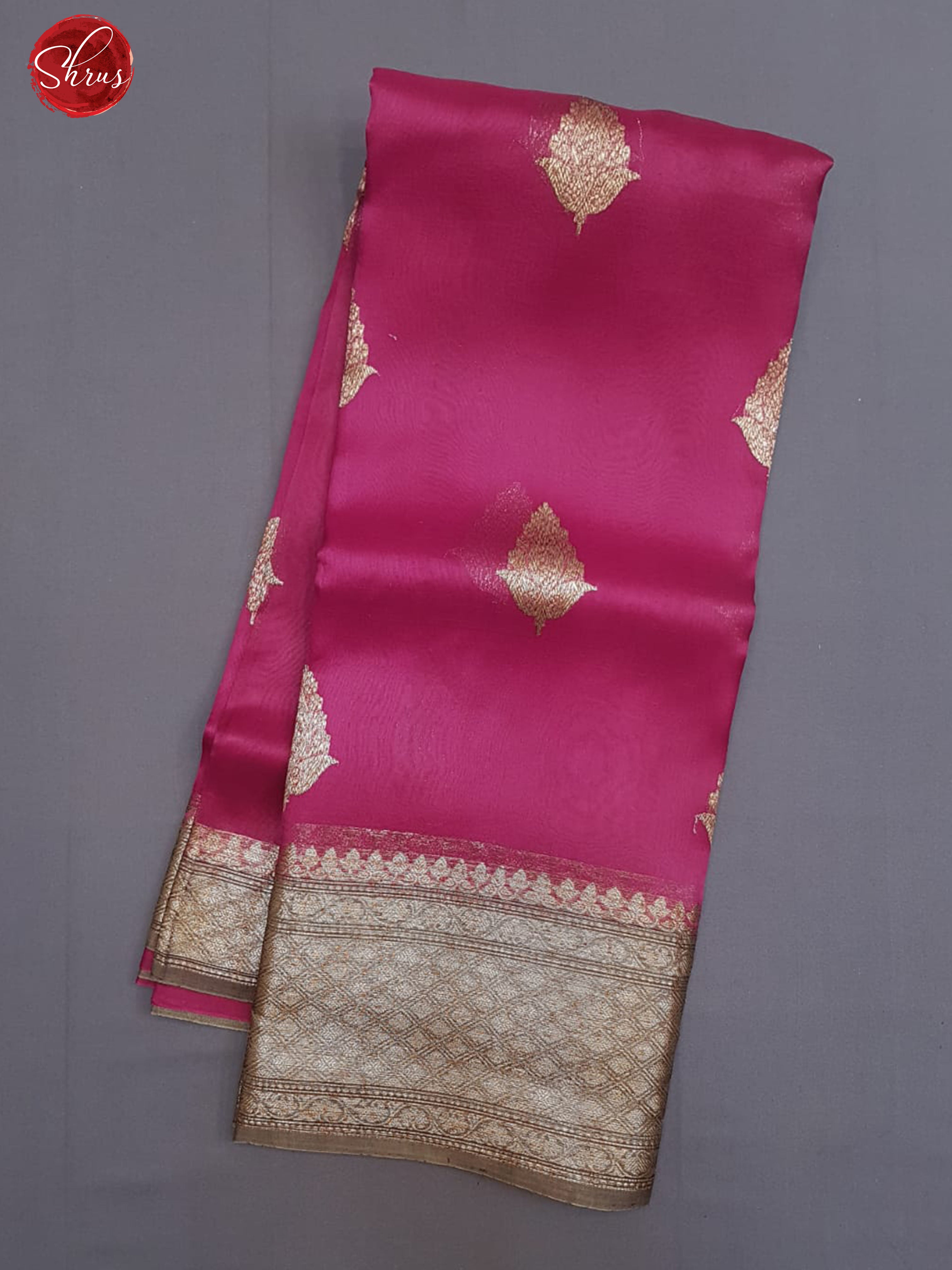 Majenta Pink & Brown - Organza with zari woven floral motifs on the body & Contrast Zari Border - Shop on ShrusEternity.com
