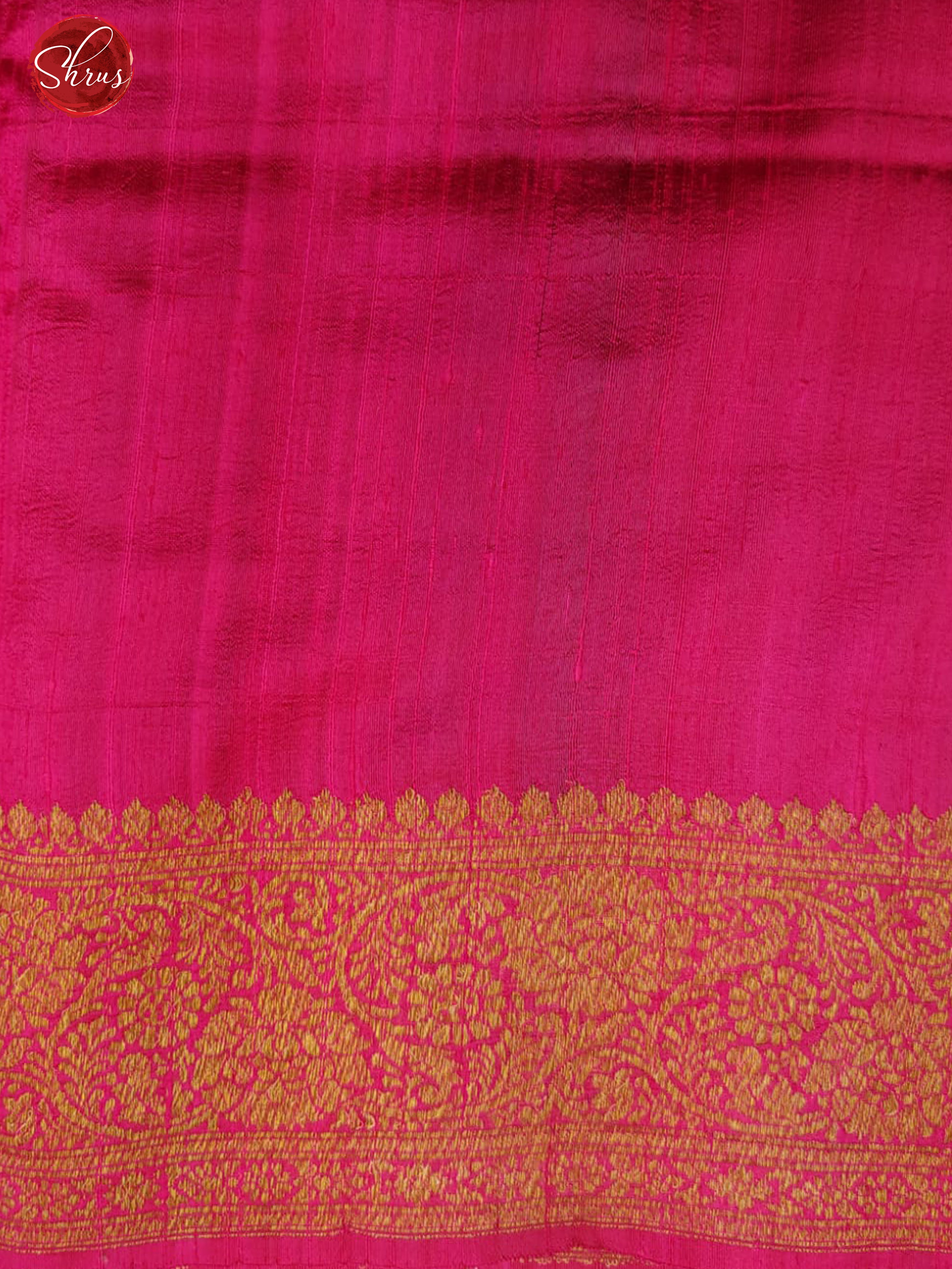 Green & Pink - Dupion with zari floral motifs on the body & Contrast Zari Border - Shop on ShrusEternity.com