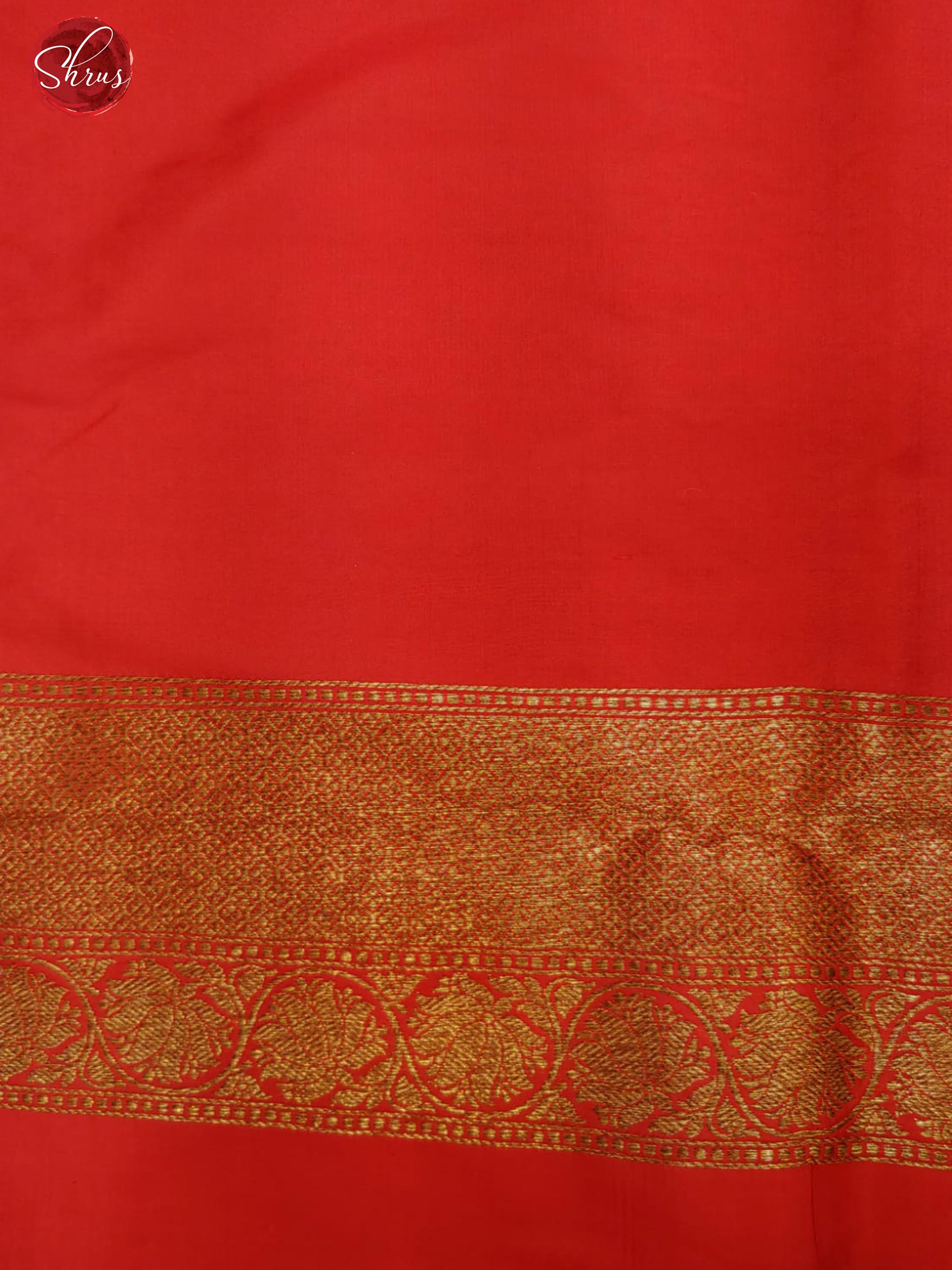 Pastel Green & Red- Dupion Silk with Zari woven floral motifs on the body & Contrast Gold Zari Border - Shop on ShrusEternity.com
