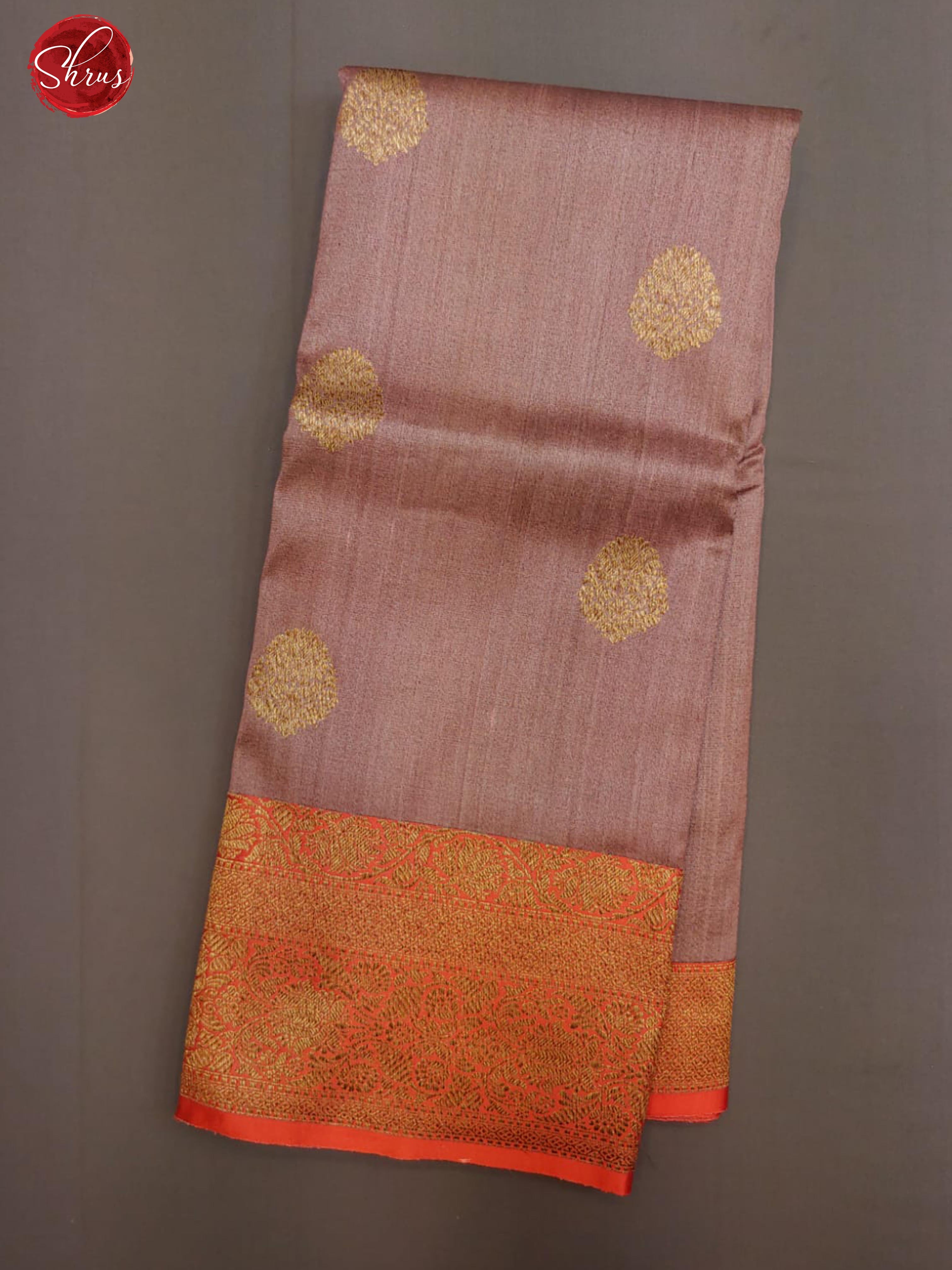 Dark Onion Pink & Red - Dupion Silk with Zari woven floral motif on the body & Contrast Gold Zari Border - Shop on ShrusEternity.com