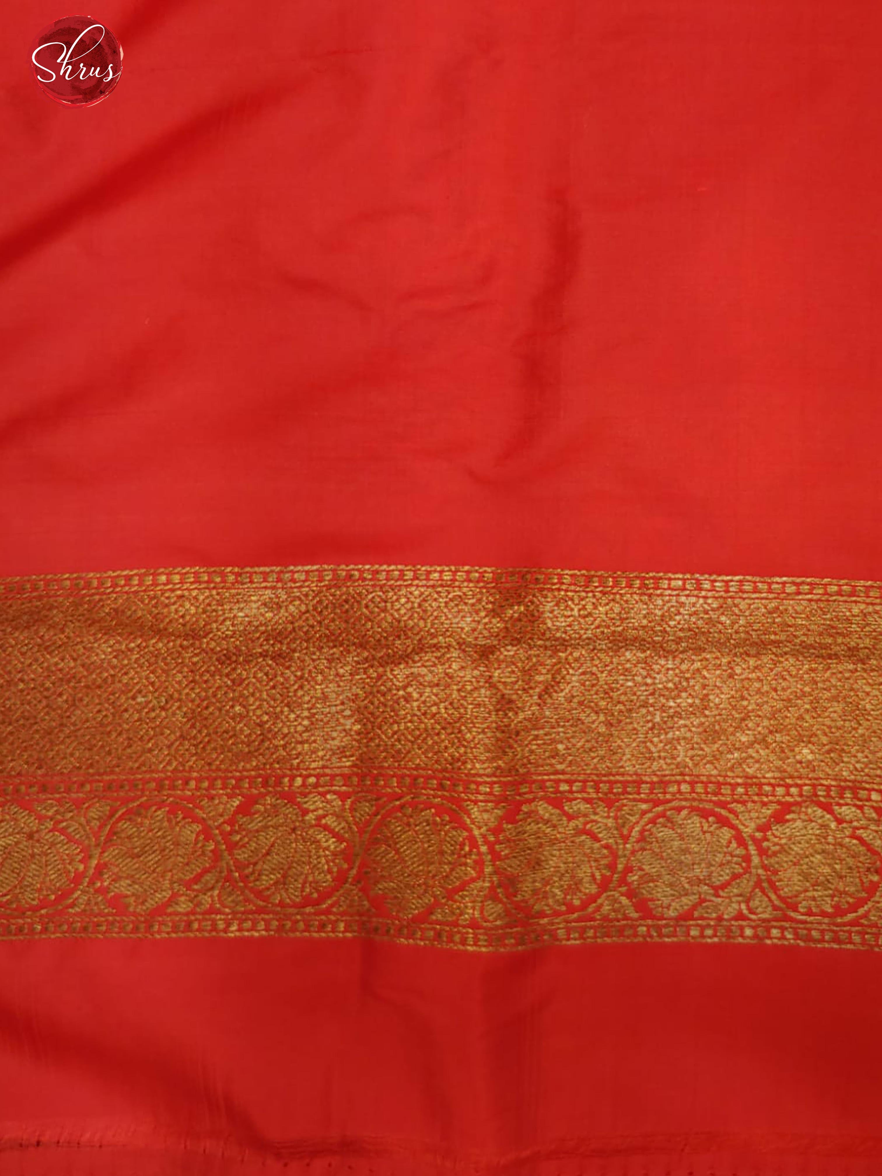 Dark Onion Pink & Red - Dupion Silk with Zari woven floral motif on the body & Contrast Gold Zari Border - Shop on ShrusEternity.com
