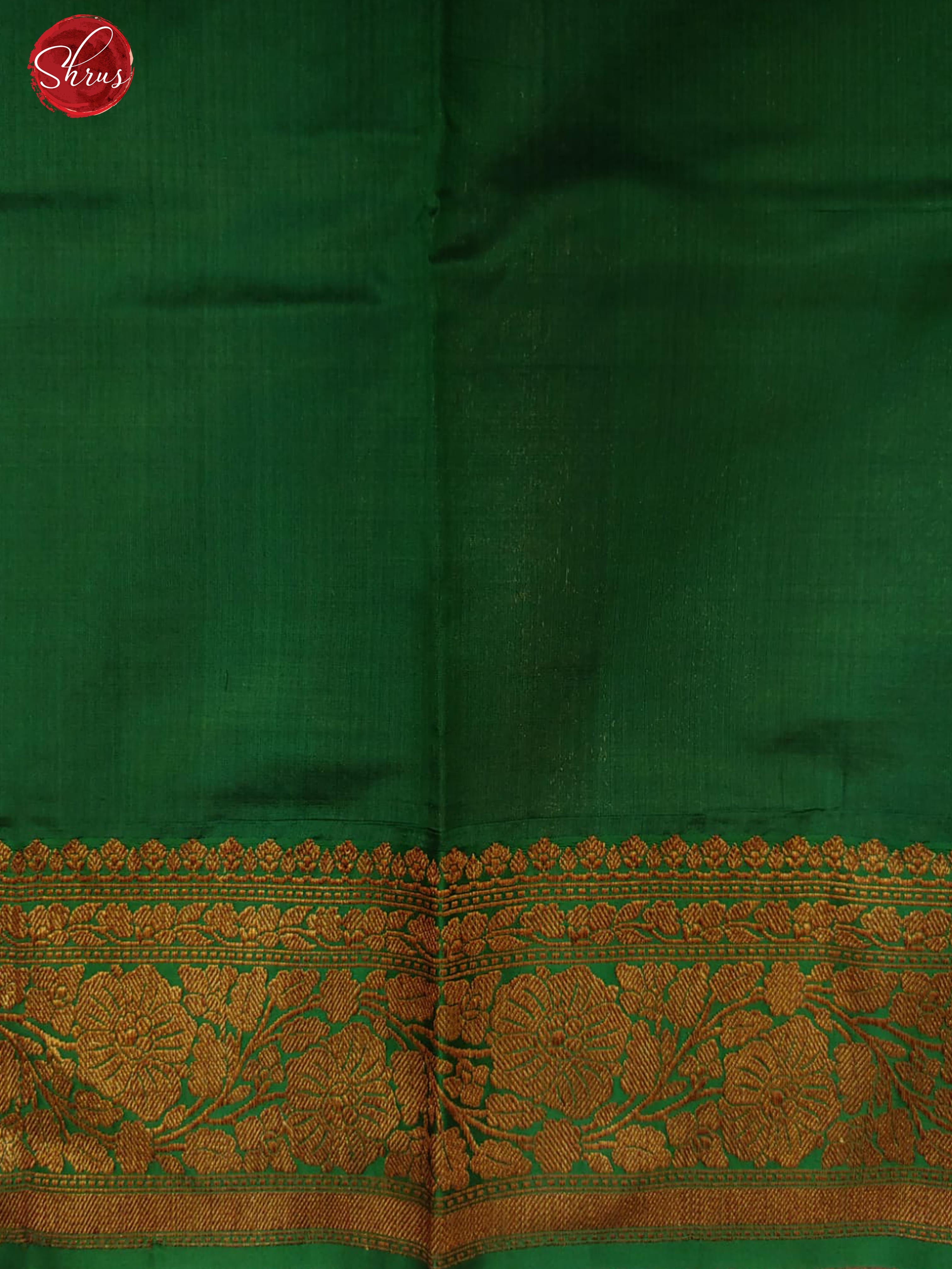Red & Green -Dupion Silk with zari woven floral motifs on the body & Contrast Gold zari Border - Shop on ShrusEternity.com