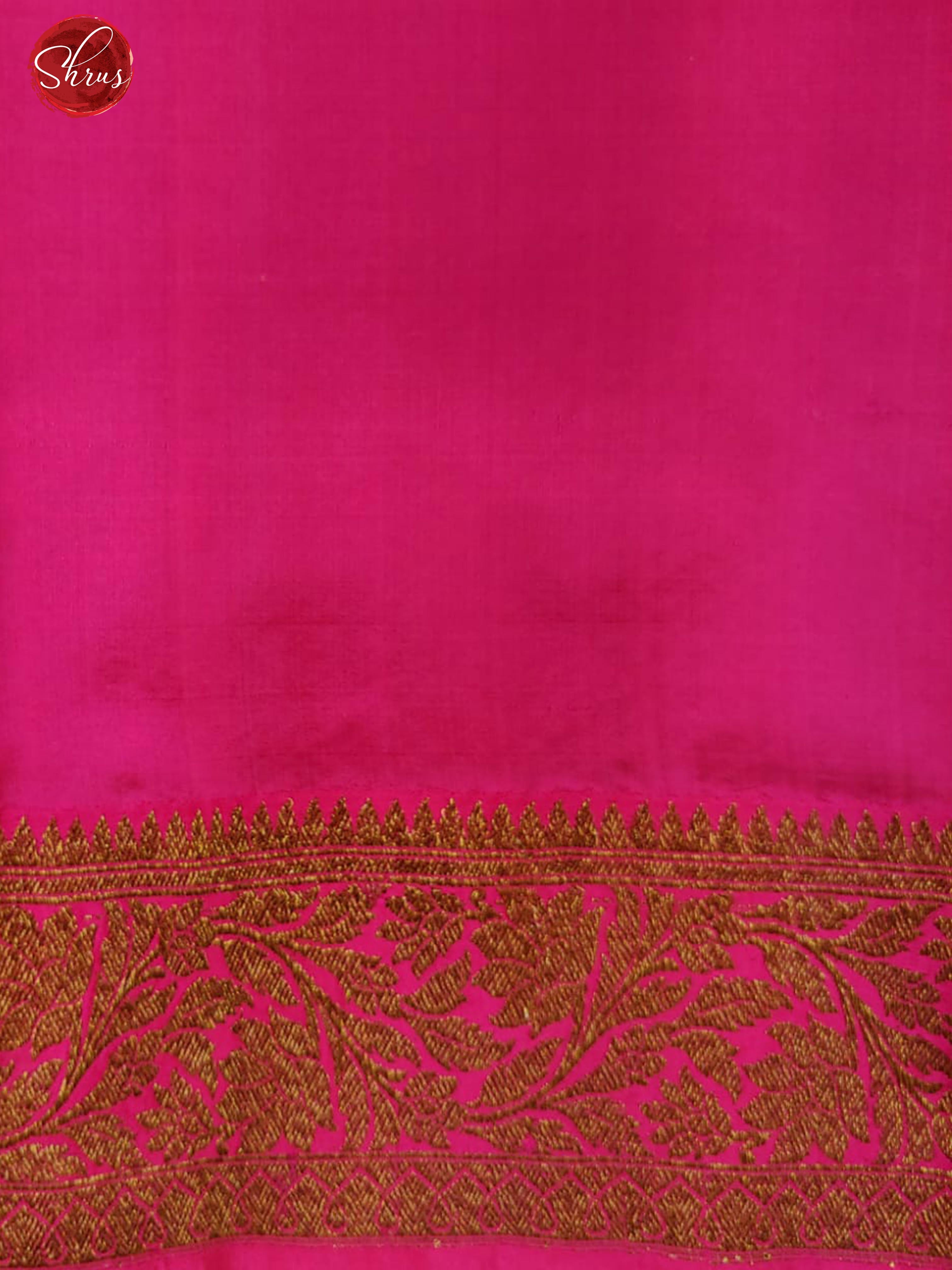 Green & Pink - Dupion Silk with zari woven floral buttas on the body & Contrast Gold Zari Border - Shop on ShrusEternity.com