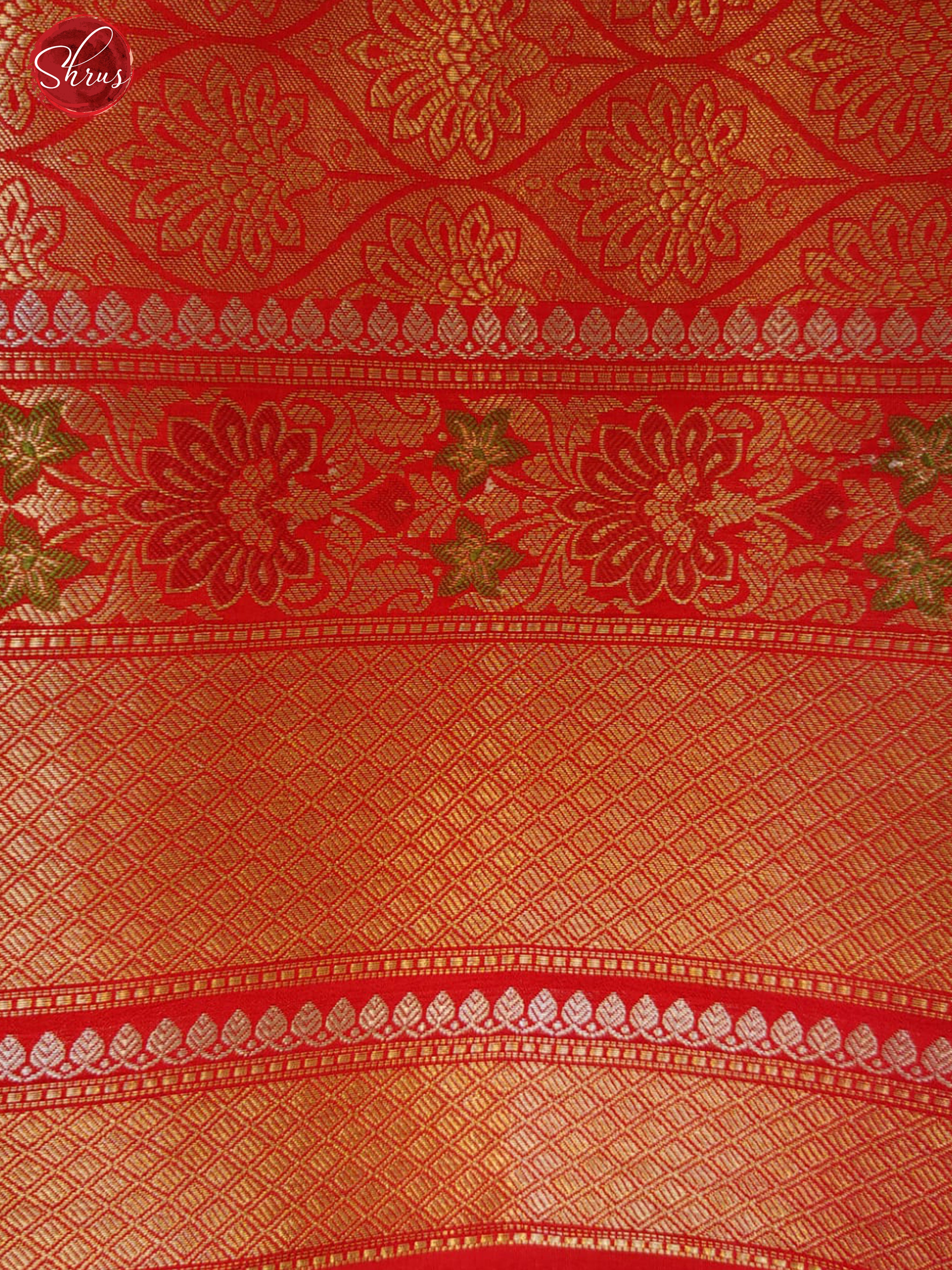 Red(single Tone)- Chiniya  Silk with zari woven floral buttas on the body & Contrast zari Border - Shop on ShrusEternity.com