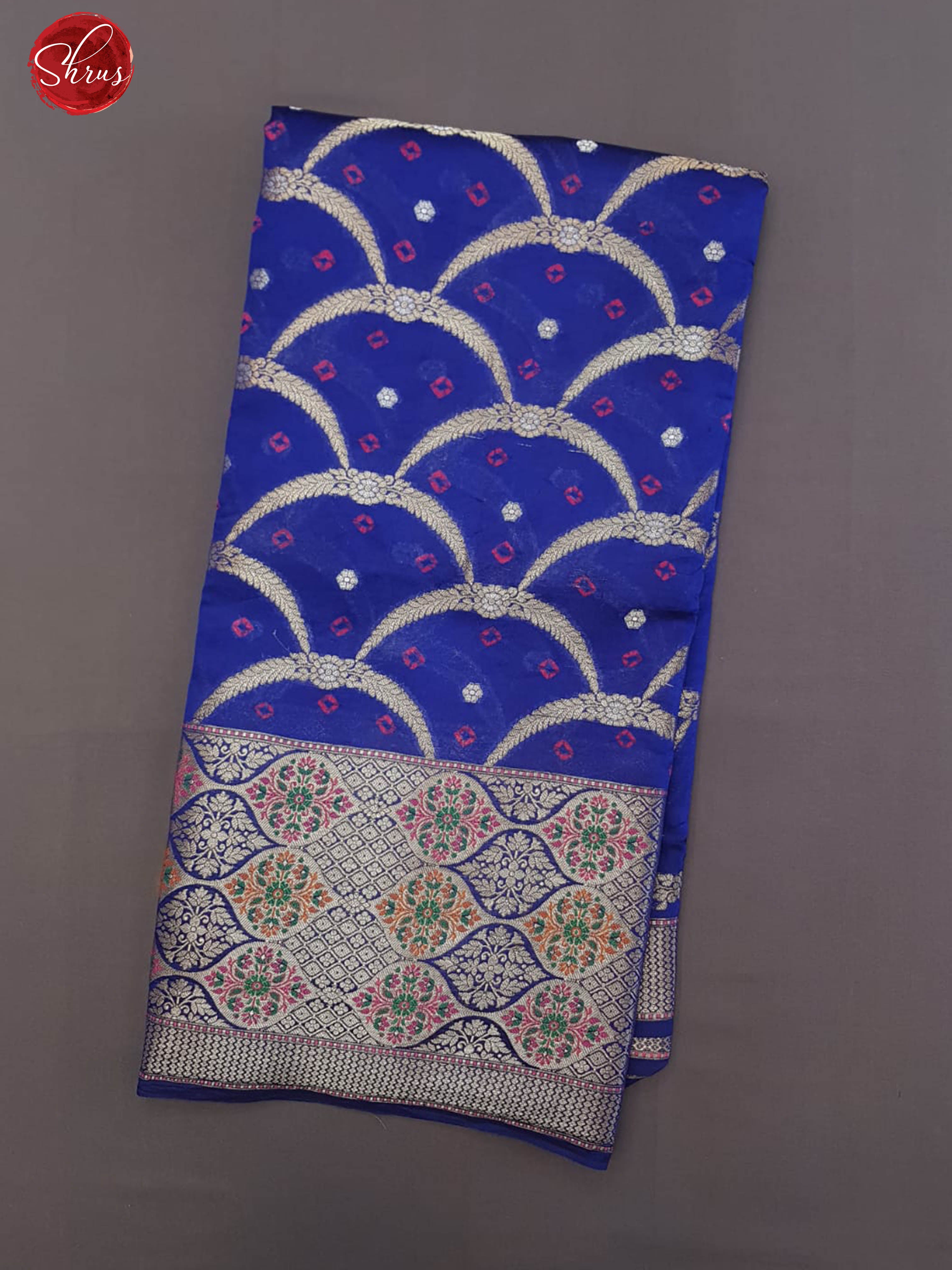 Blue(Single Tone)- Chiniya Silk with zari brocade on the body& Zari Border - Shop on ShrusEternity.com