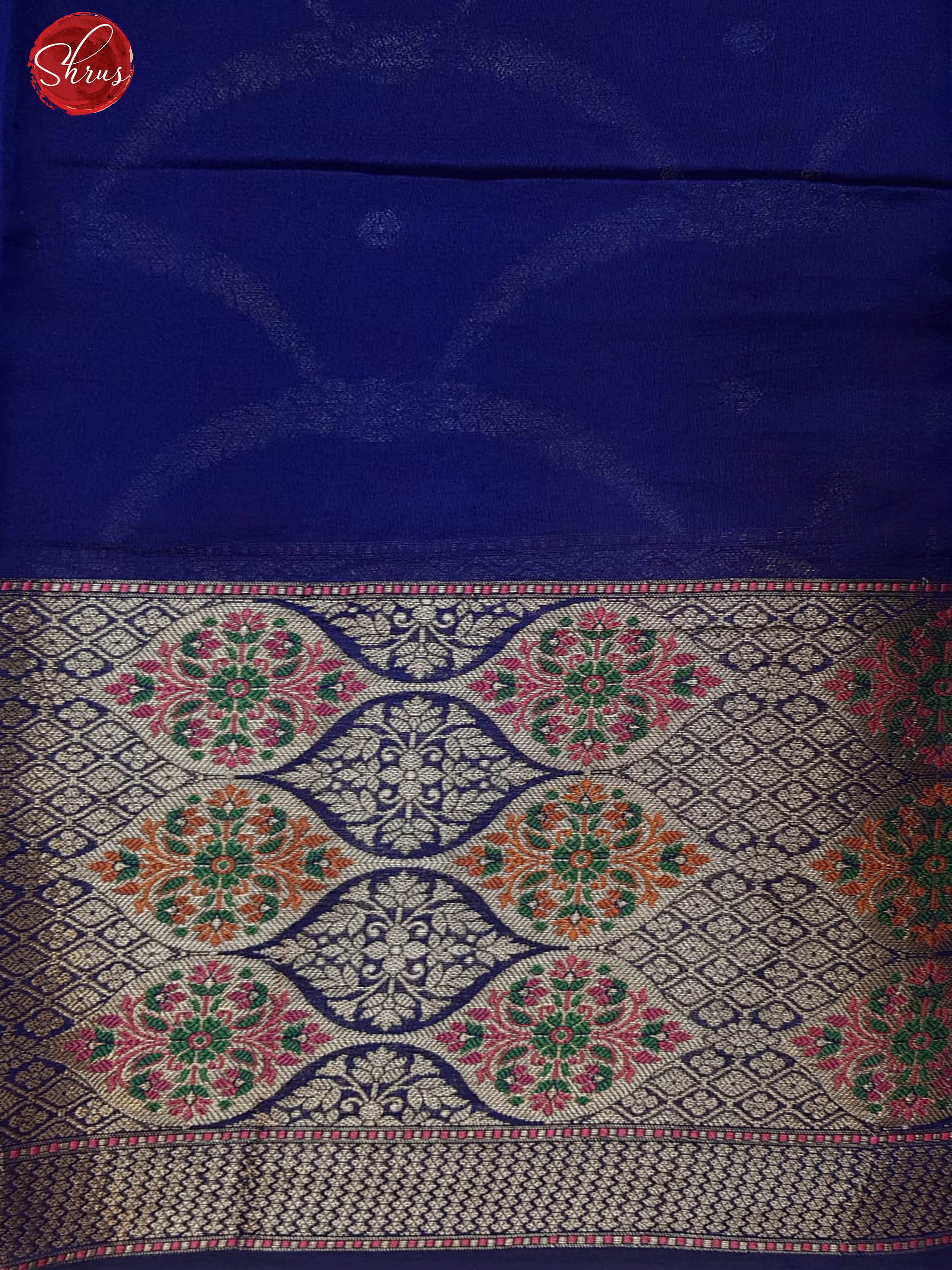 Blue(Single Tone)- Chiniya Silk with zari brocade on the body& Zari Border - Shop on ShrusEternity.com