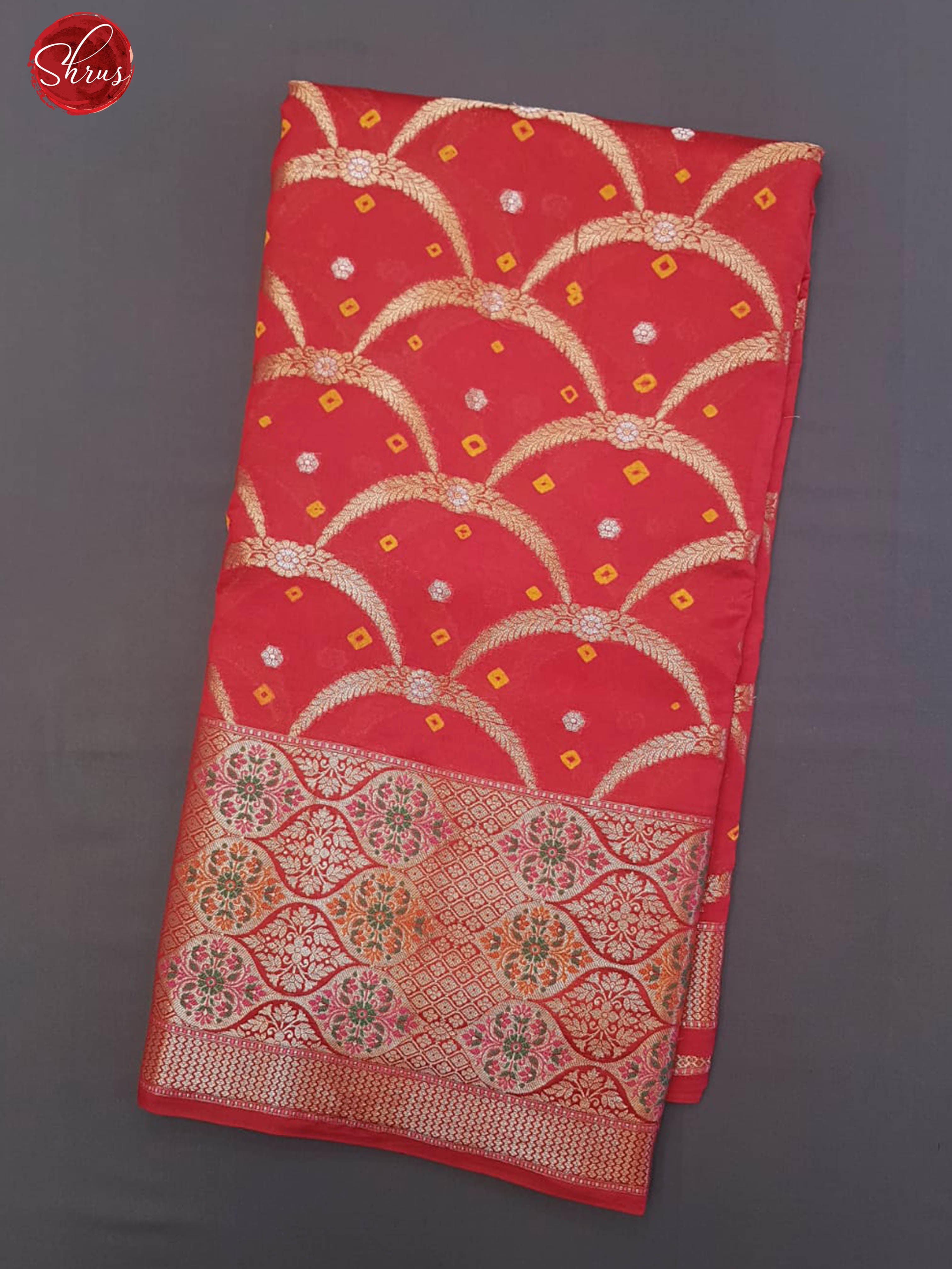 Red(Single Tone)-Chiniya Silk with zari brocade on the body & zari border - Shop on ShrusEternity.com