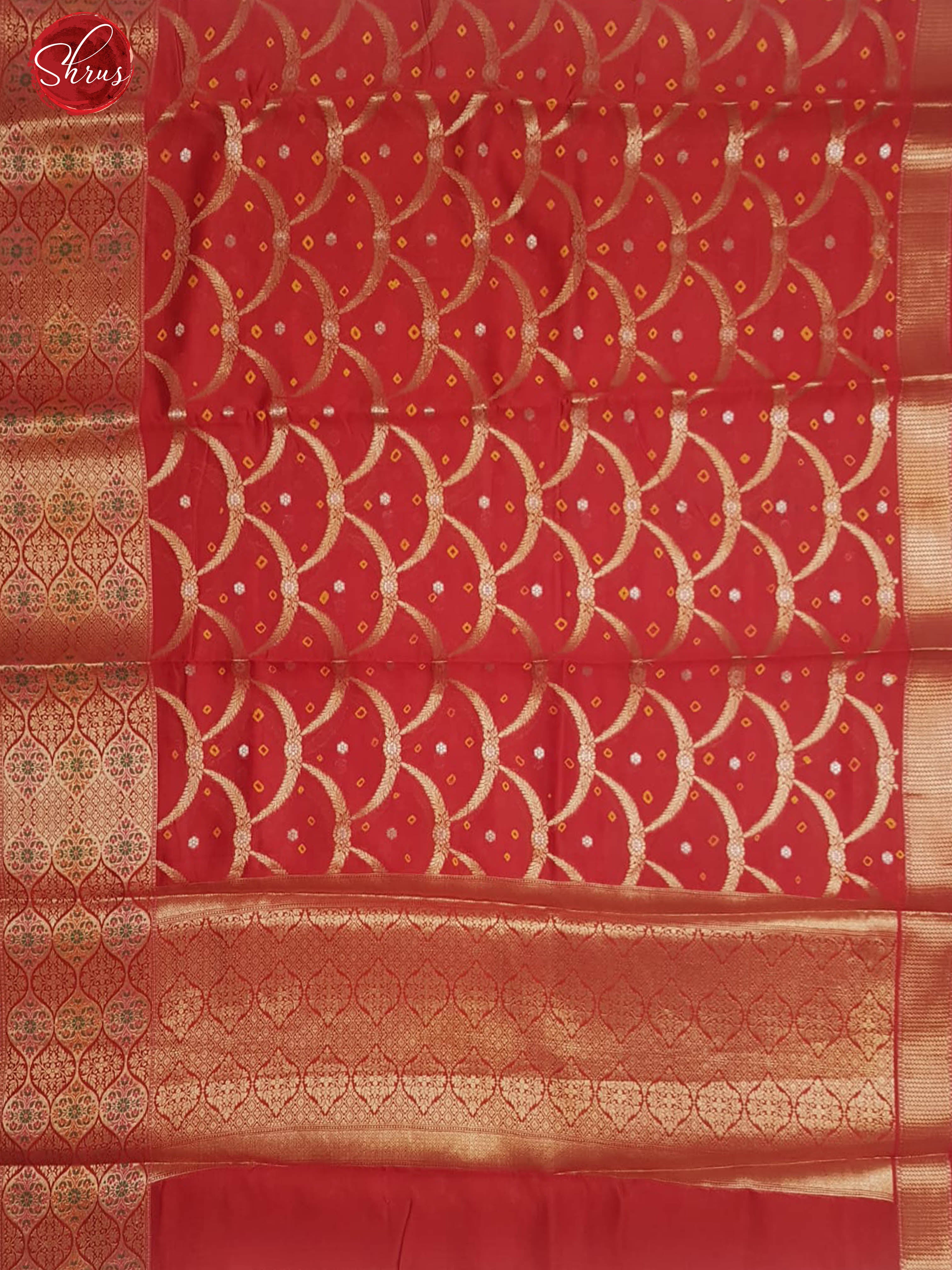 Red(Single Tone)-Chiniya Silk with zari brocade on the body & zari border - Shop on ShrusEternity.com