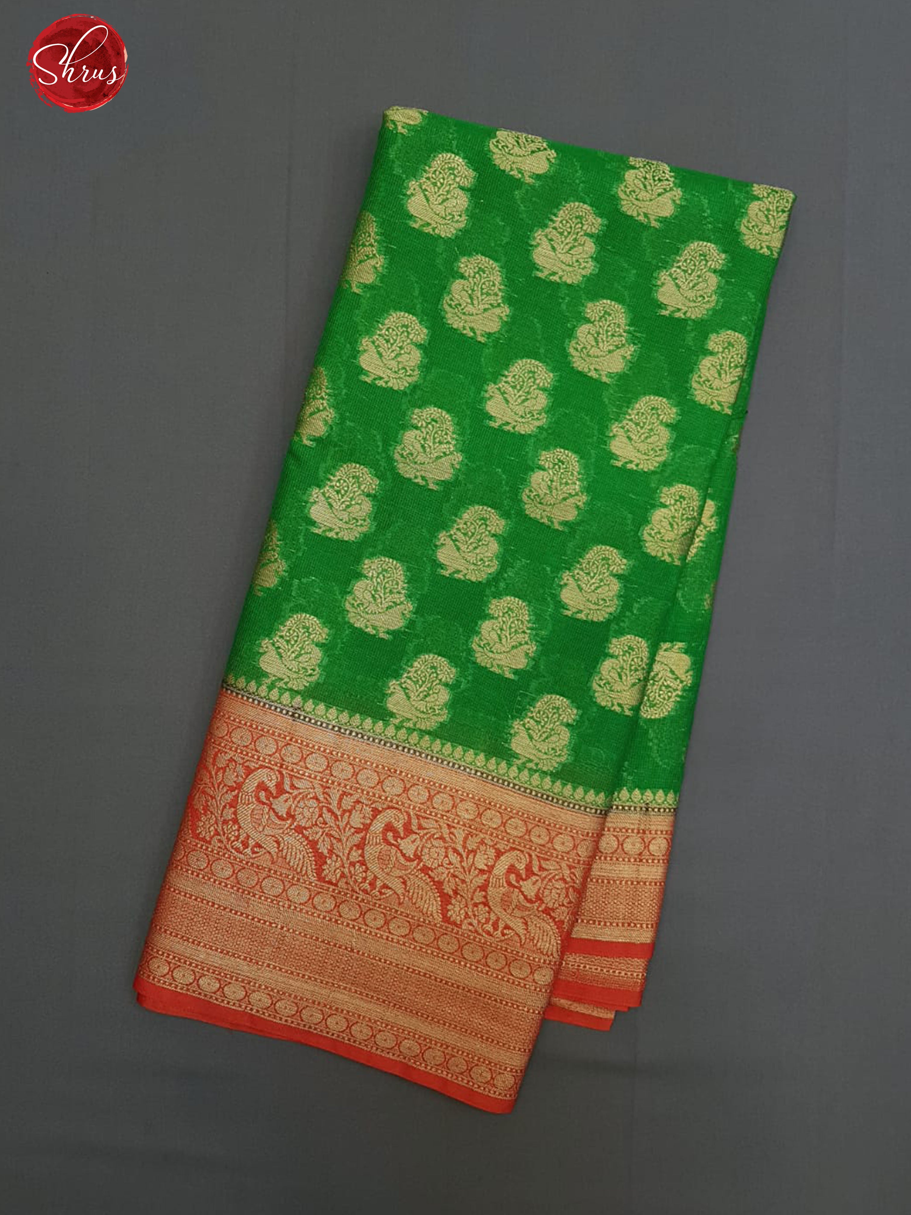 Green & Red - Kota Banarasi with zari woven buttas on the body& Contrast Zari Border - Shop on ShrusEternity.com