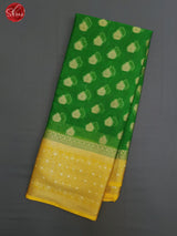 Green & Mustard - Kota Banarasi with zari woven buttas on the body &Contrast Zari Border - Shop on ShrusEternity.com