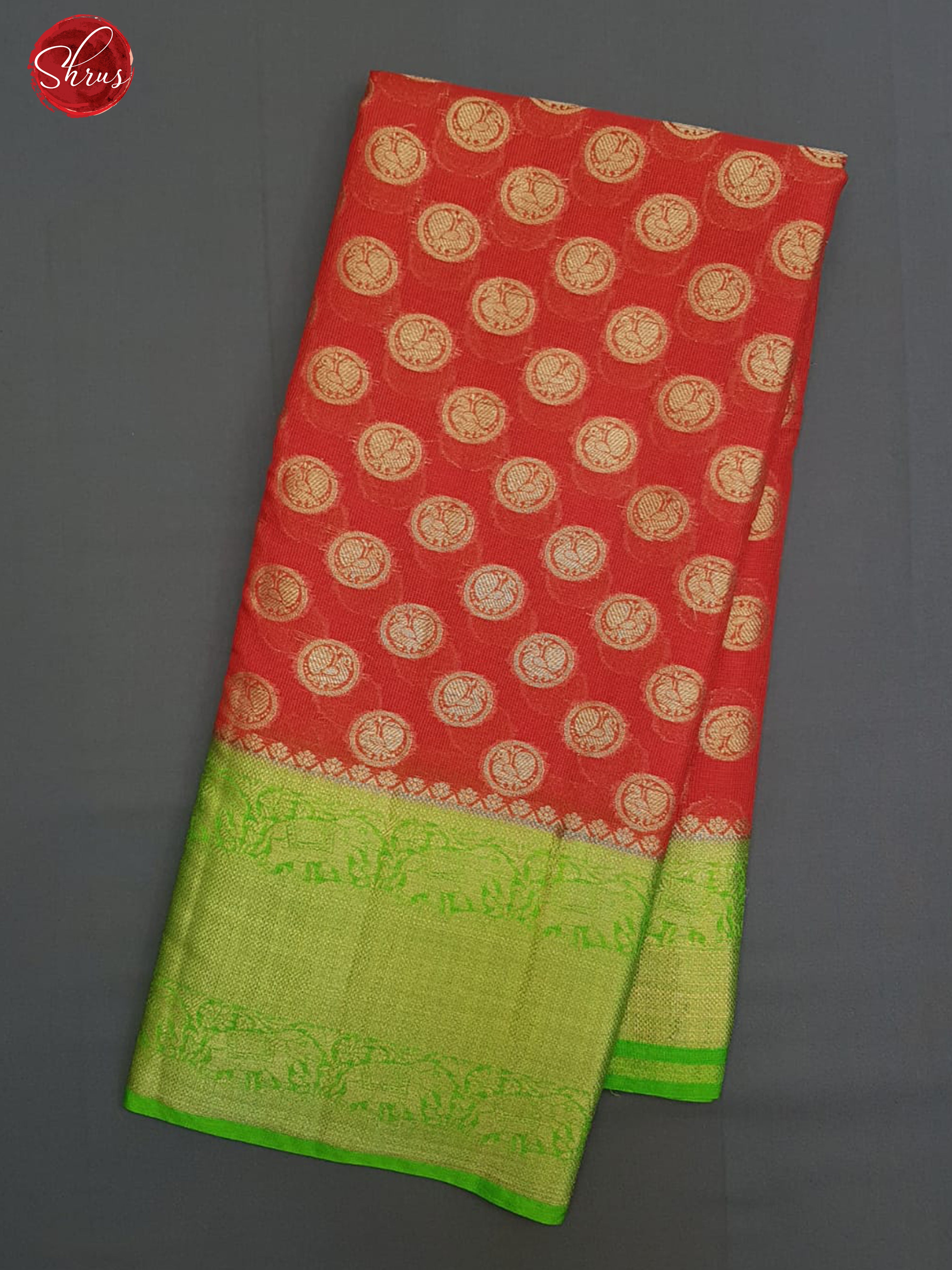 Red & Green - Kota Banarasi with zari woven buttas on the body & Contrast Zari Border - Shop on ShrusEternity.com