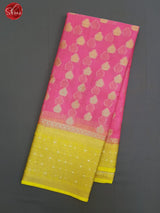 Pink & Yellow - Kota Banarasi with zari woven floral buttas on the body & Contrast Zari Border - Shop on ShrusEternity.com