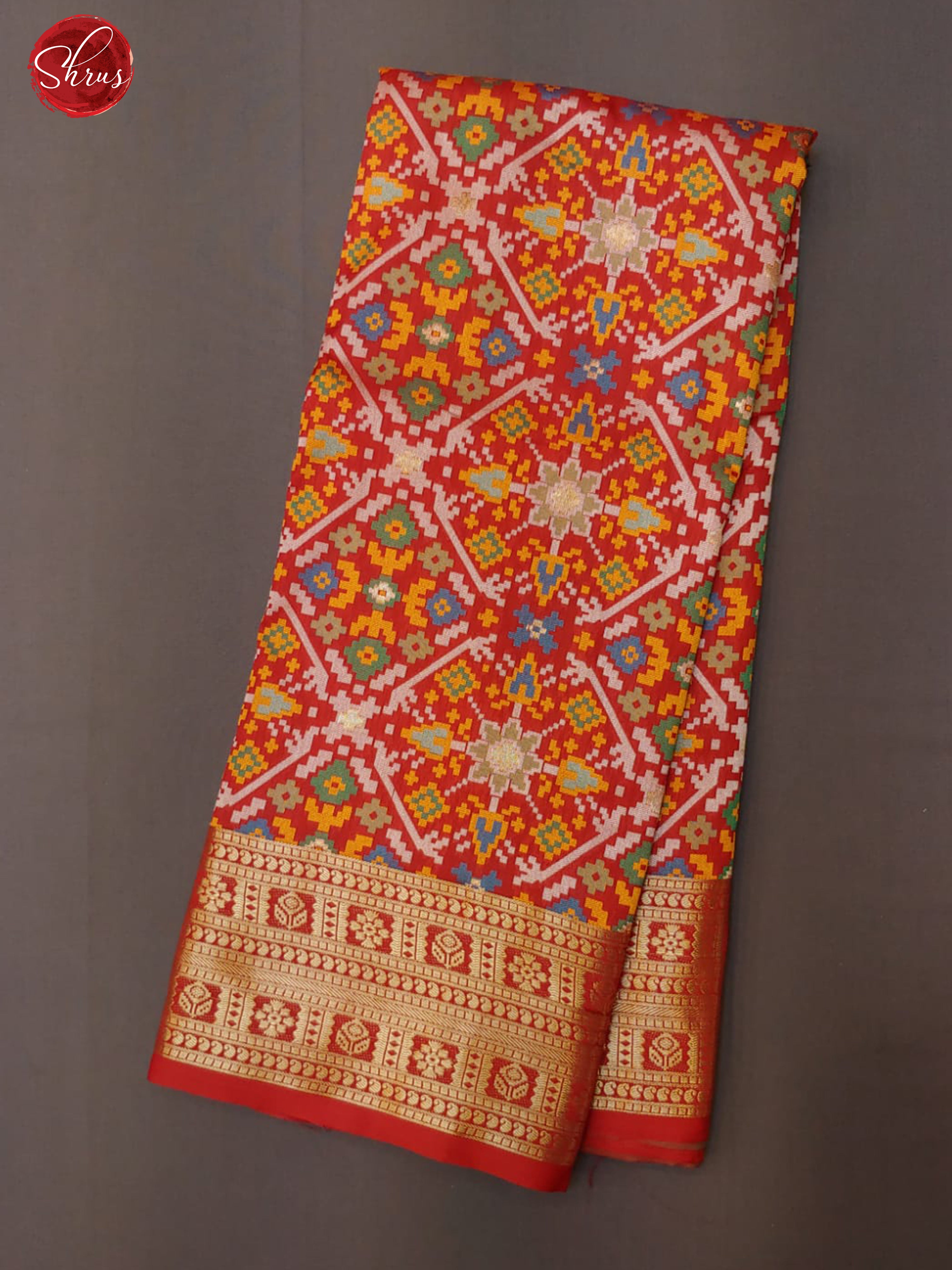 Red  Green - Semi Patol awith intricate patola floral print on the body& Zari Border - Shop on ShrusEternity.com