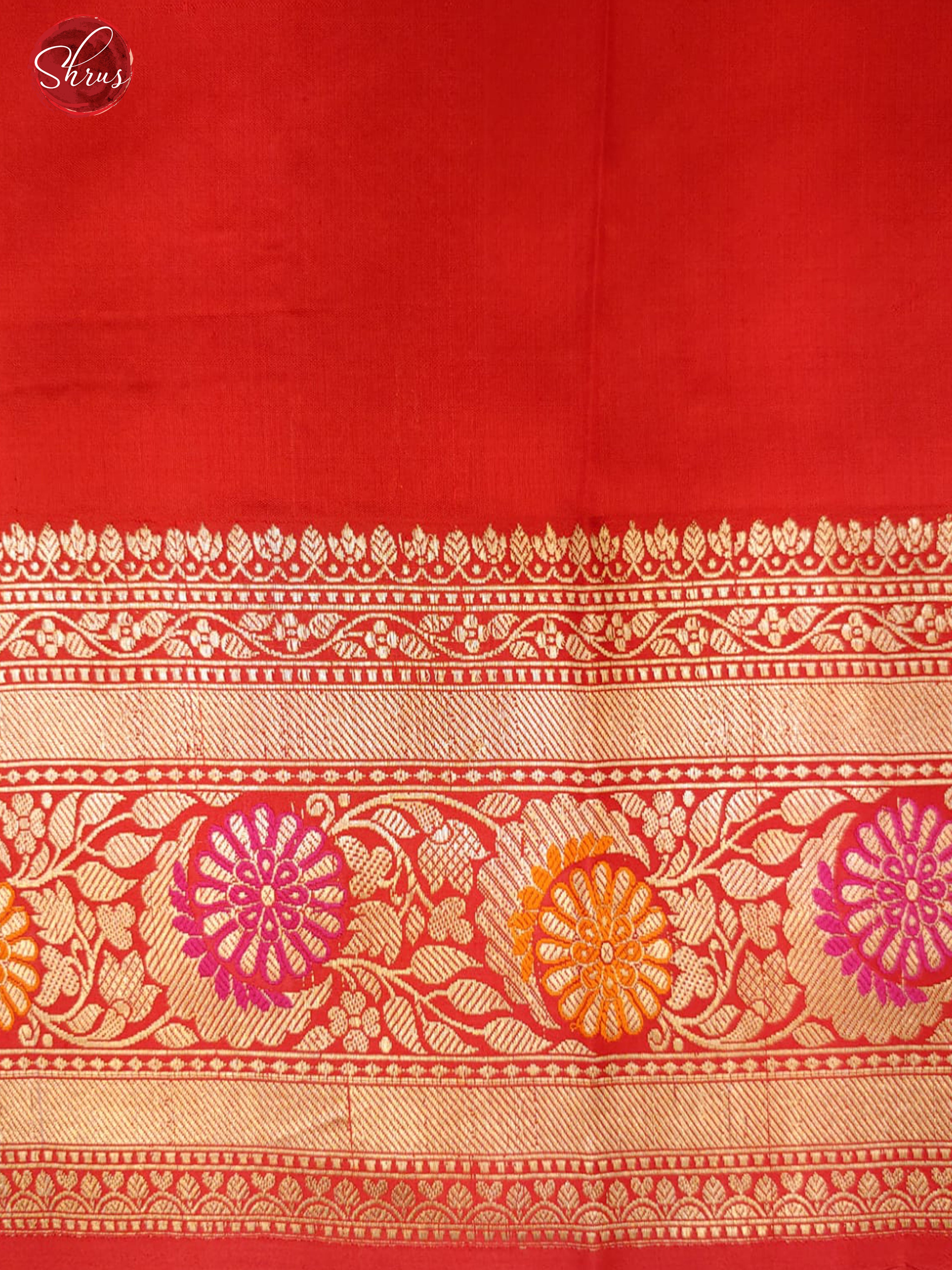 Black & Red - Dupion Silk with zari woven floral motifs on the body & Contrast Zar Border - Shop on ShrusEternity.com