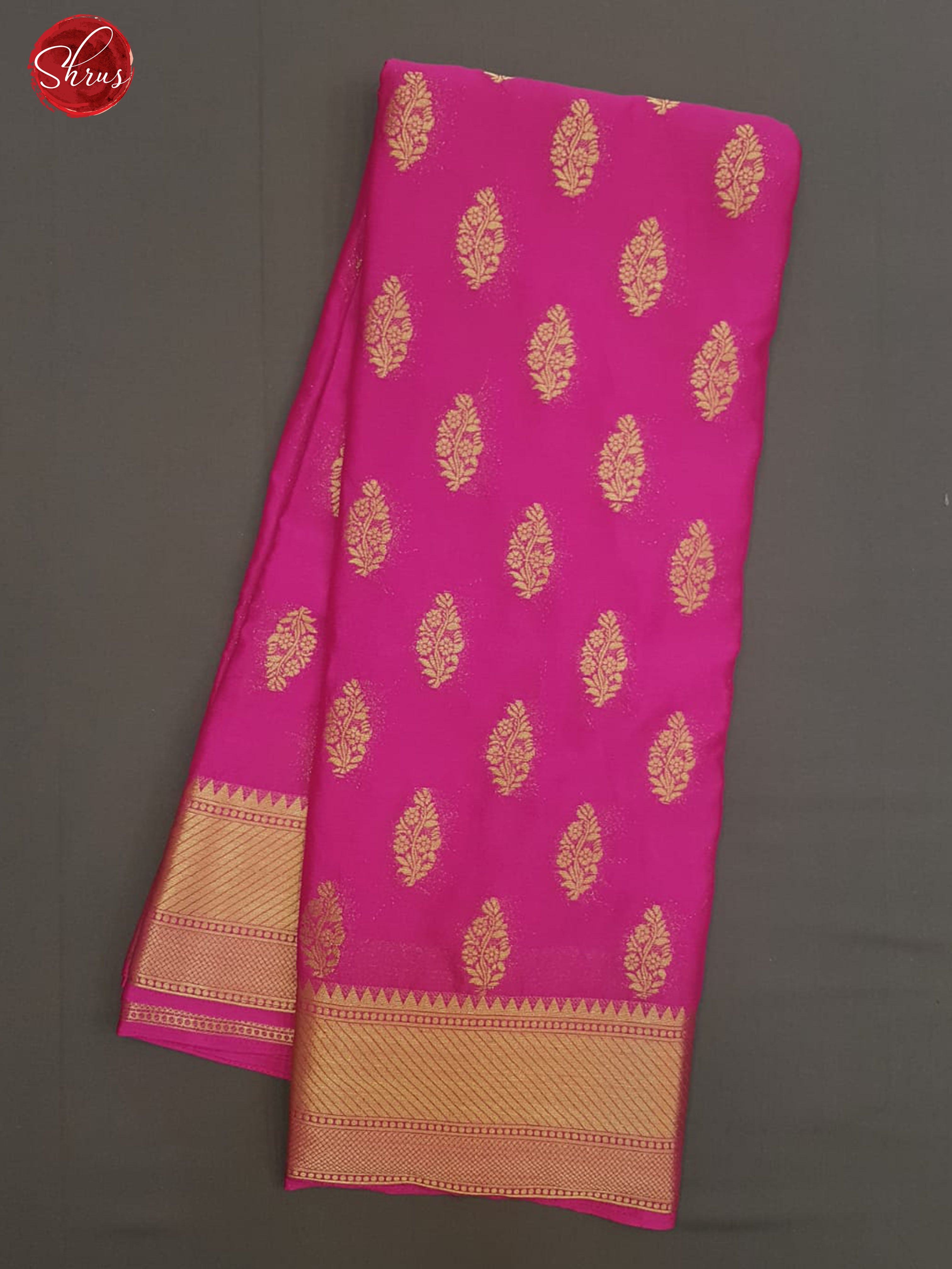 Pink(Single Tone)- Semi Chiffon with zari woven floral buttas on the body & Zari Border - Shop on ShrusEternity.com