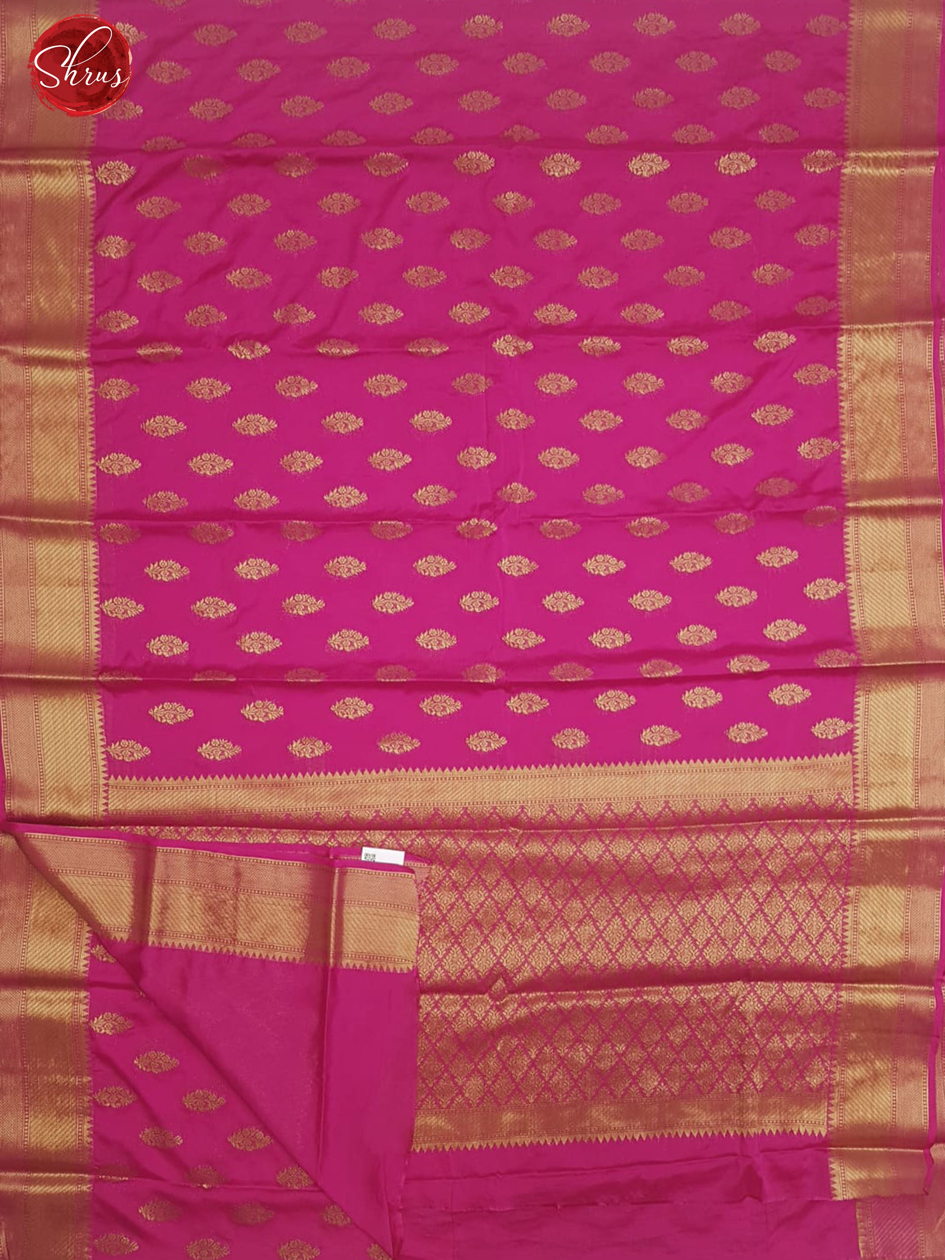 Pink(Single Tone)- Semi Chiffon with zari woven floral buttas on the body & Zari Border - Shop on ShrusEternity.com