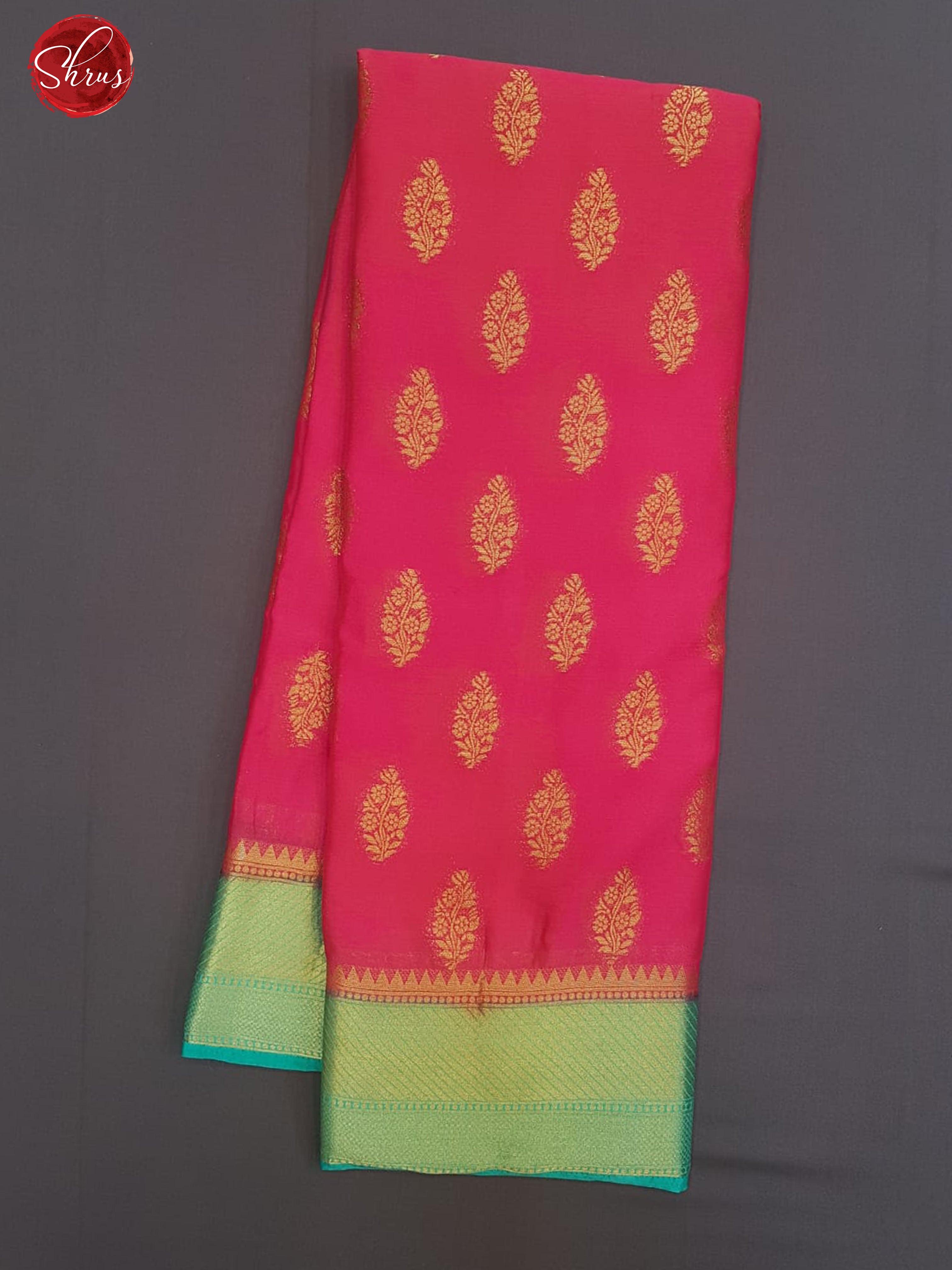 Pink & Green -Semi Chiffon with zari woven floral buttas on the body & Zari Border - Shop on ShrusEternity.com