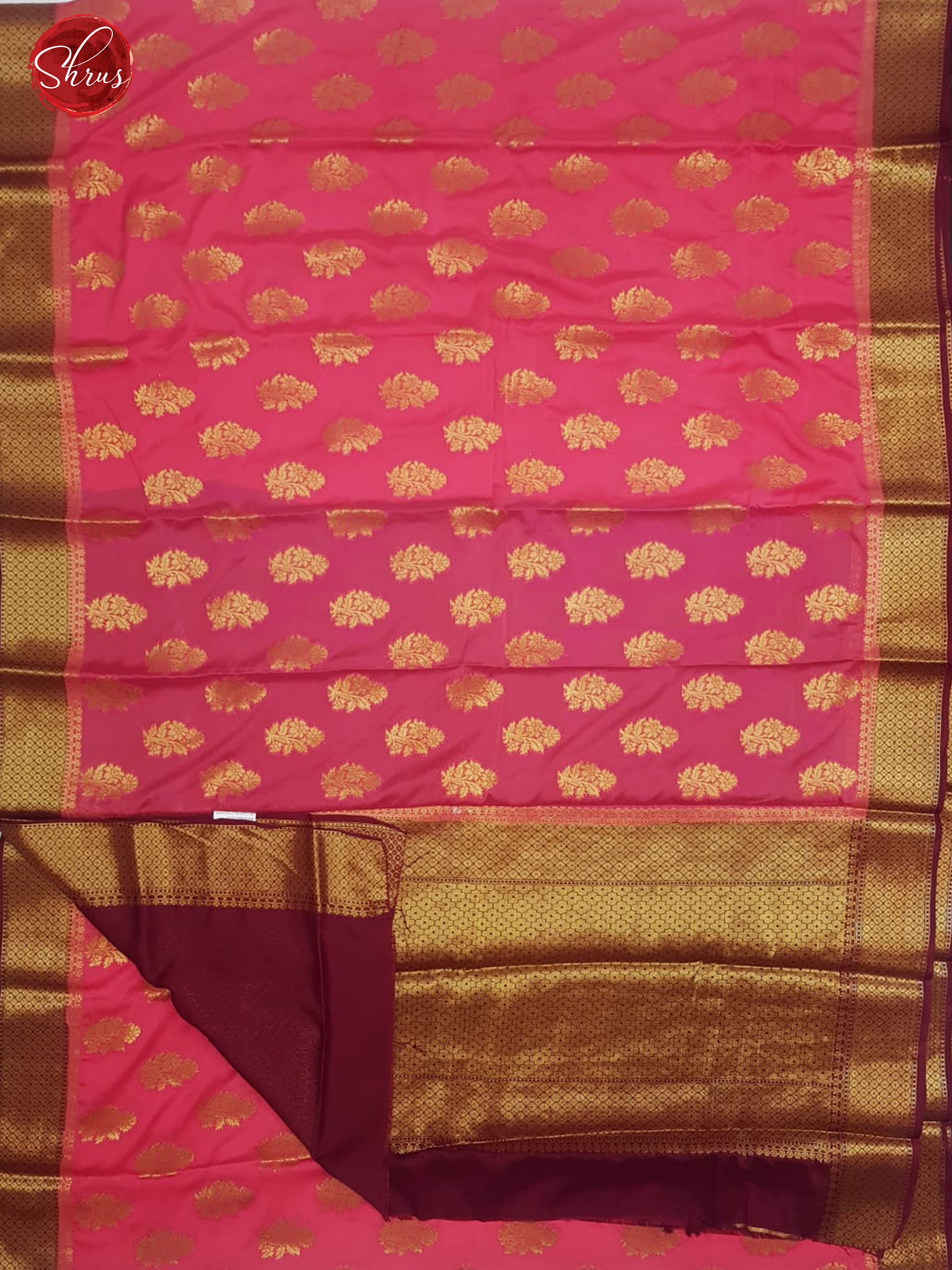 Pink & Brown -Sem Chiffon with zari woven floral motifs on the Body & Zari Border - Shop on ShrusEternity.com