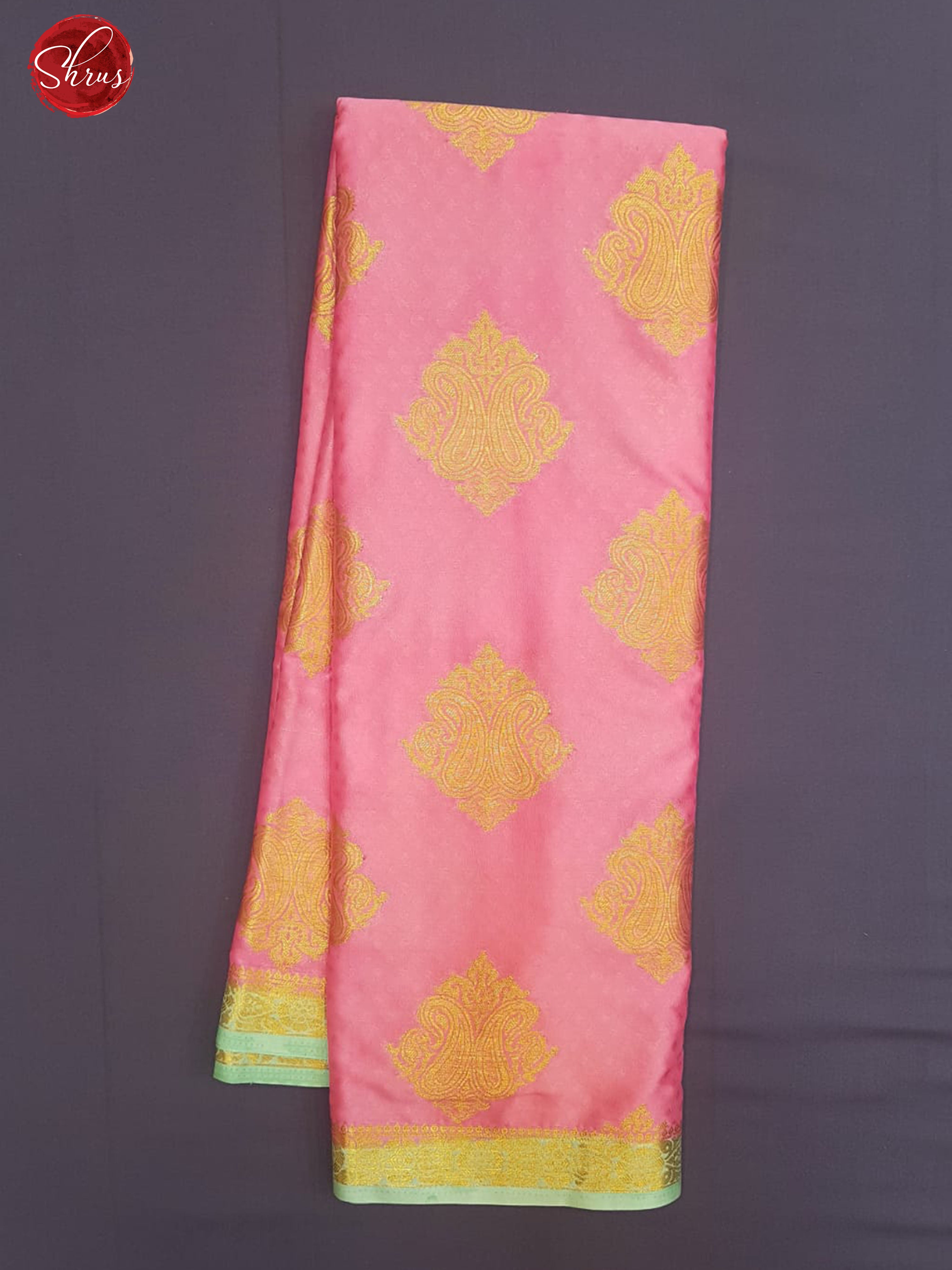 Pink & Green - Semi Chiffon with zari motifs on the body & Zari border - Shop on ShrusEternity.com