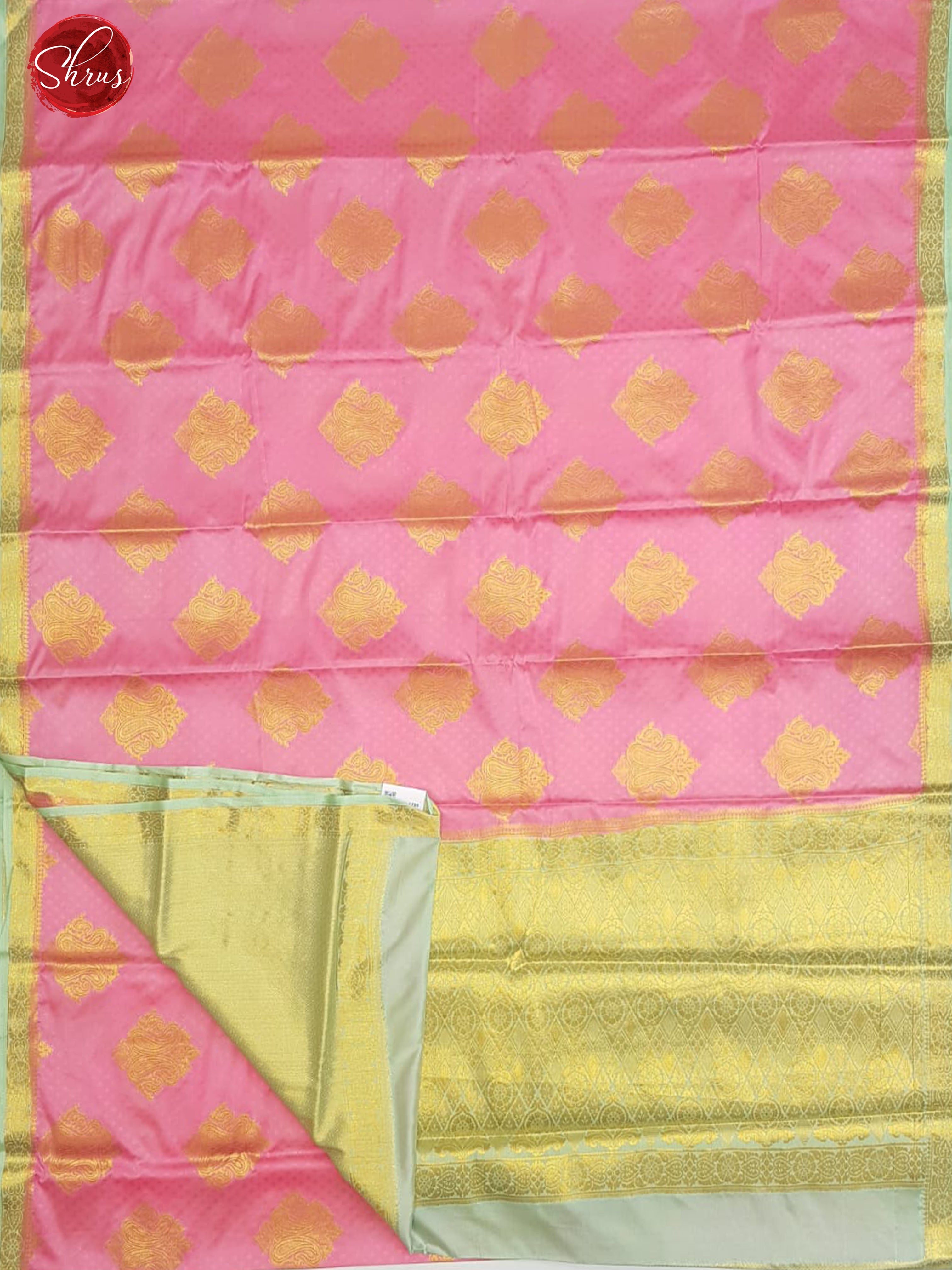 Pink & Green - Semi Chiffon with zari motifs on the body & Zari border - Shop on ShrusEternity.com